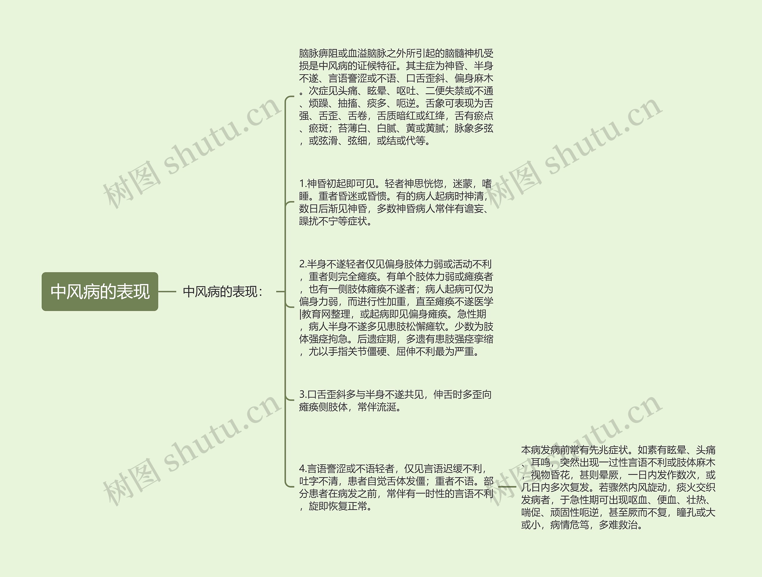 中风病的表现思维导图