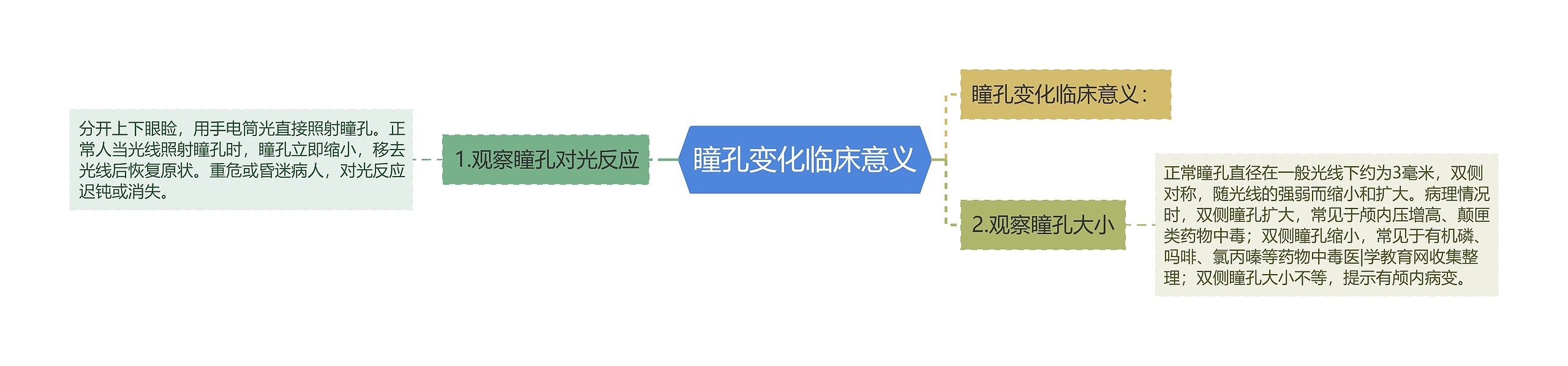 瞳孔变化临床意义思维导图