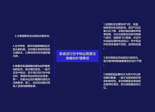 患者进行空中转运需要注意哪些护理事项