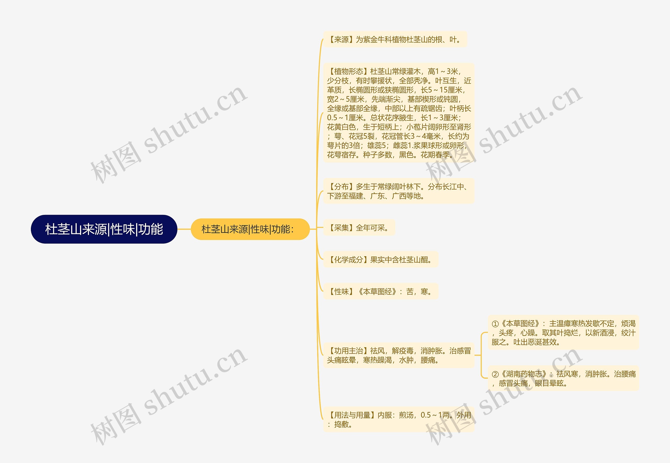 杜茎山来源|性味|功能思维导图