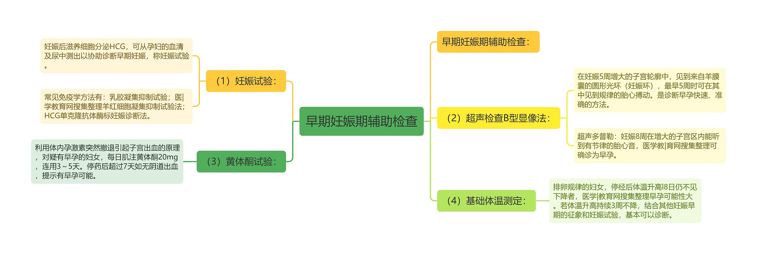 早期妊娠期辅助检查思维导图