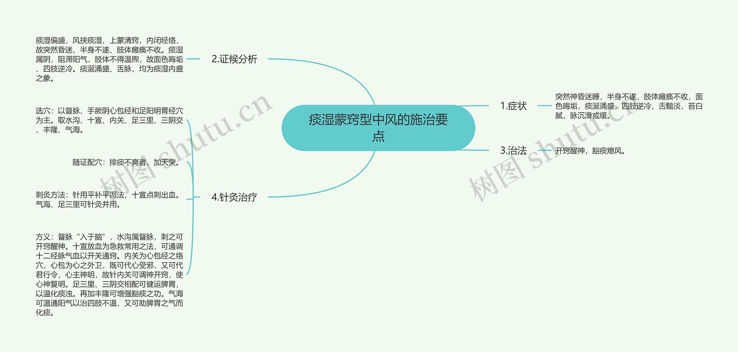 痰湿蒙窍型中风的施治要点思维导图