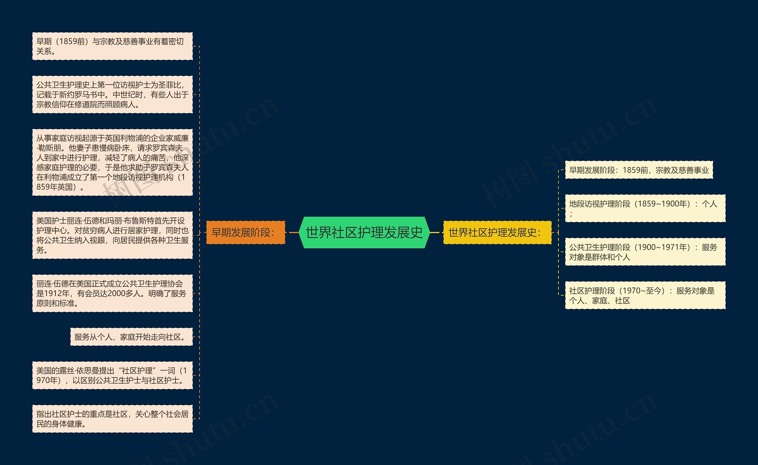 世界社区护理发展史思维导图