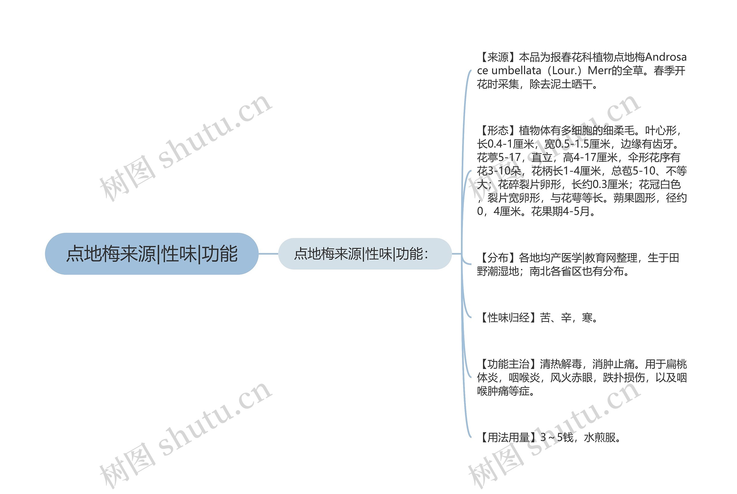 点地梅来源|性味|功能思维导图