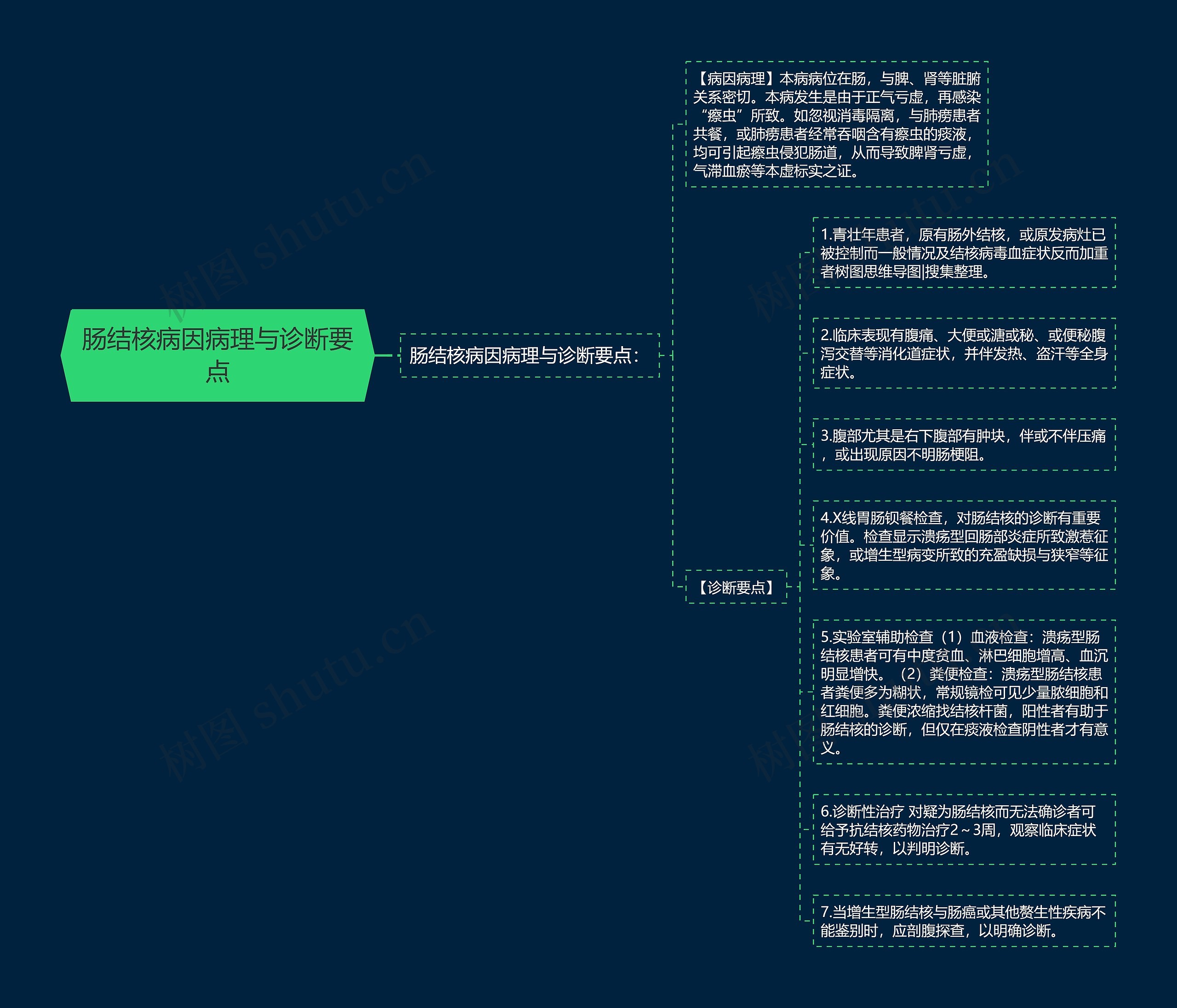 肠结核病因病理与诊断要点思维导图