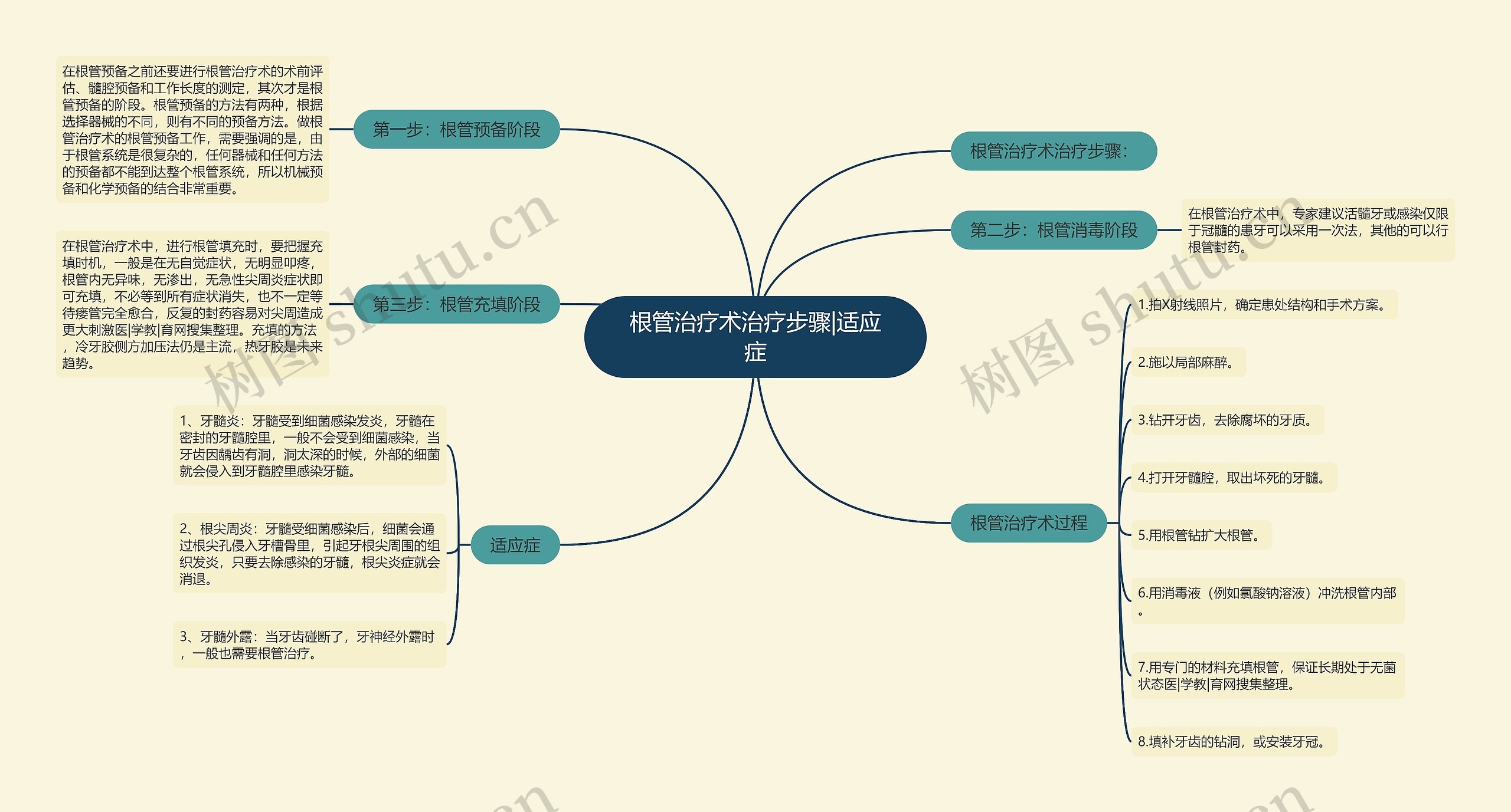 根管治疗术治疗步骤|适应症思维导图