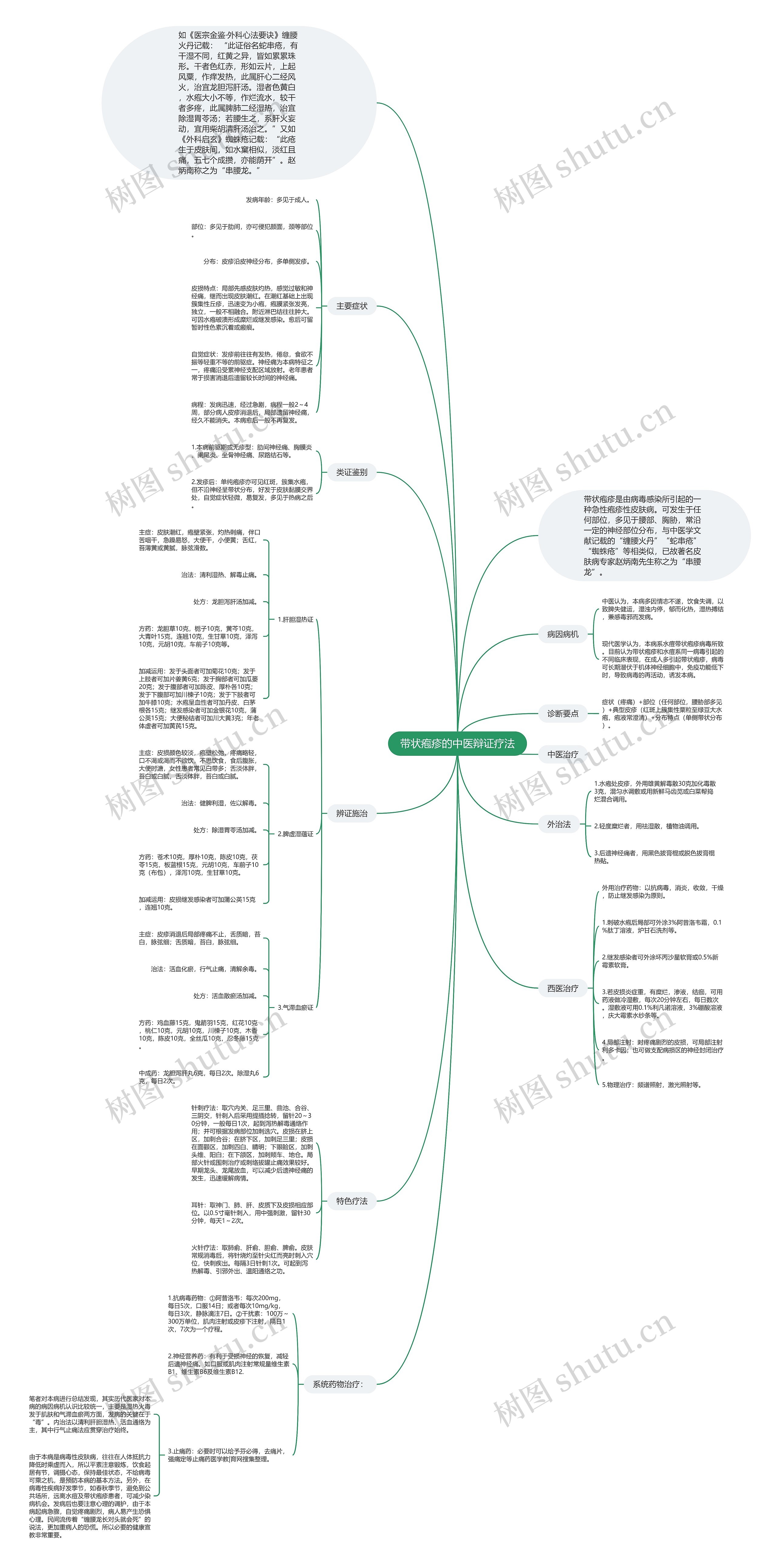 带状疱疹的中医辩证疗法思维导图