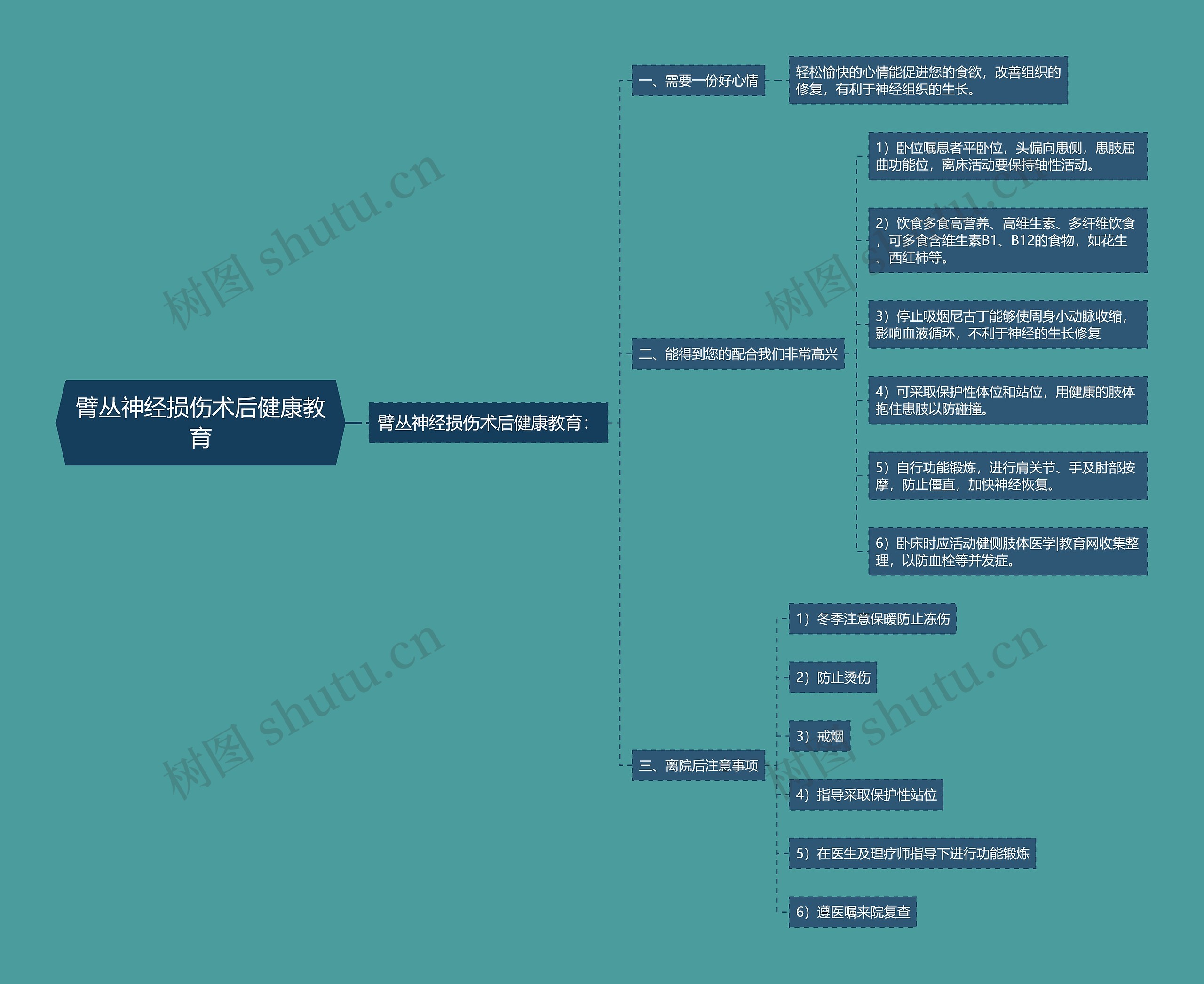 臂丛神经损伤术后健康教育思维导图