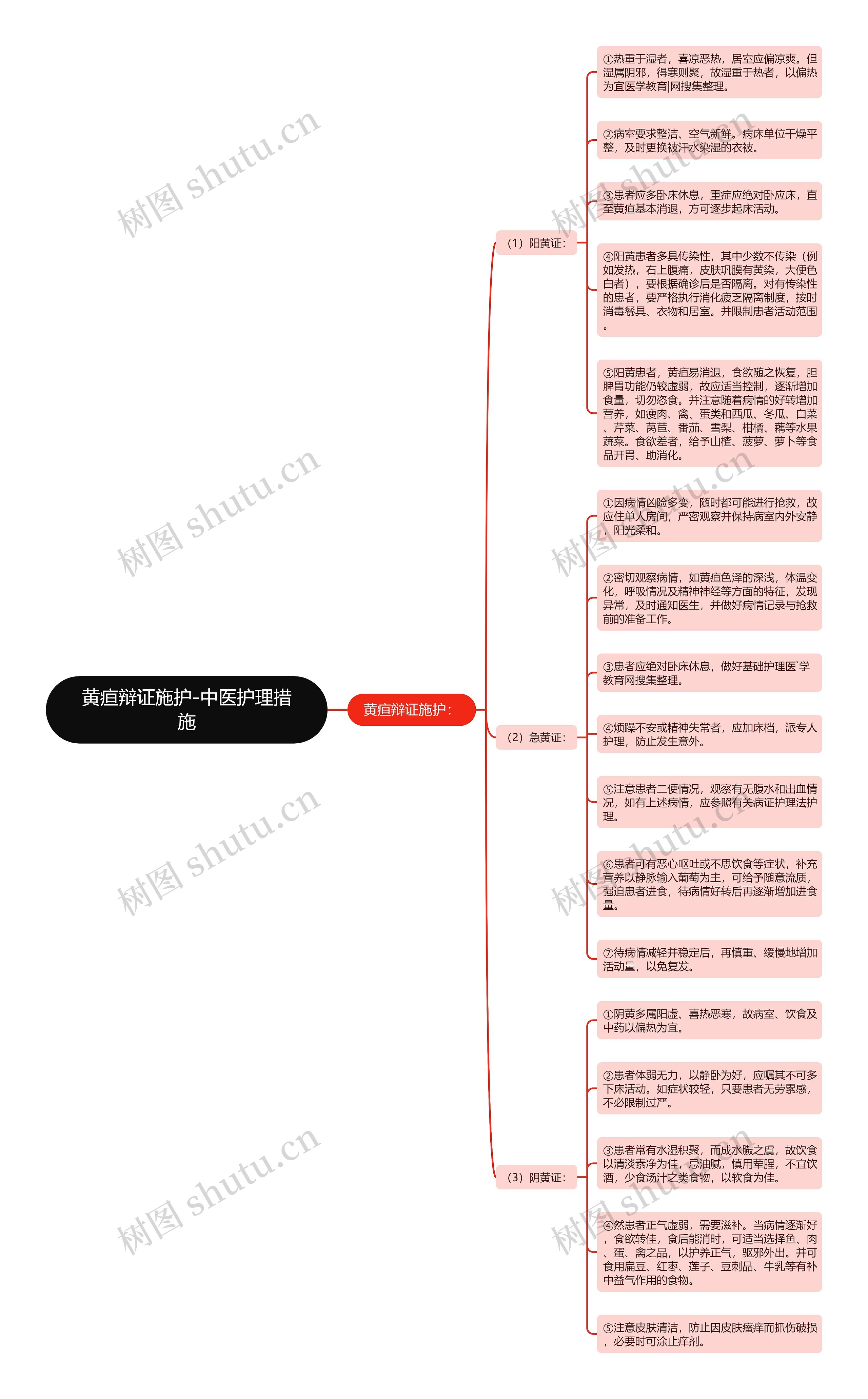 黄疸辩证施护-中医护理措施思维导图