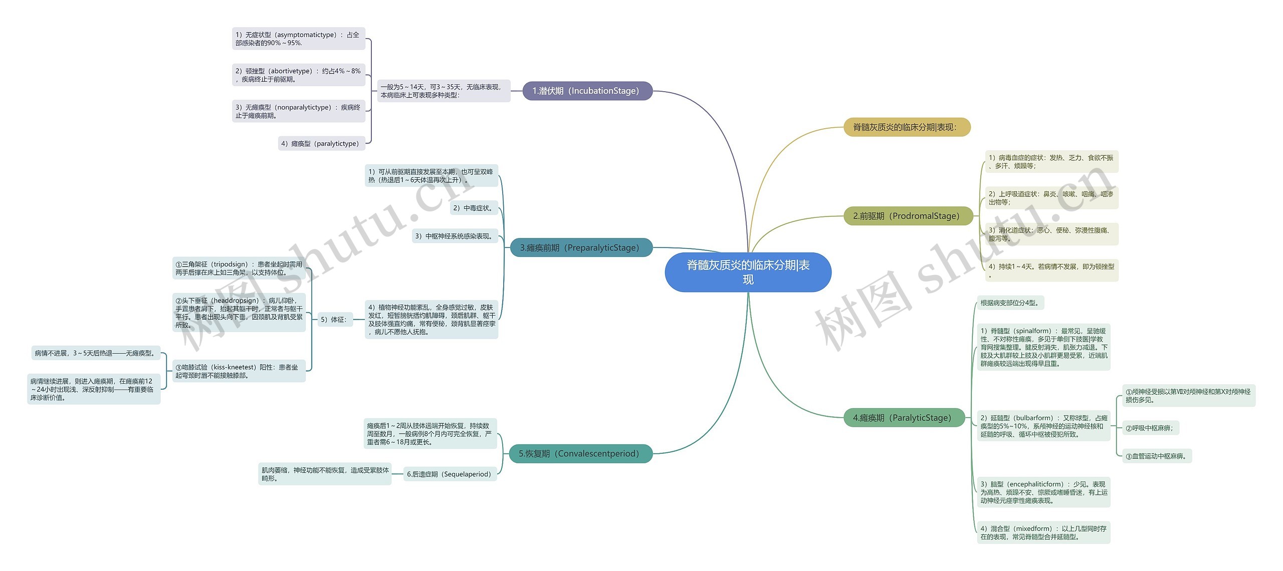 脊髓灰质炎的临床分期|表现思维导图