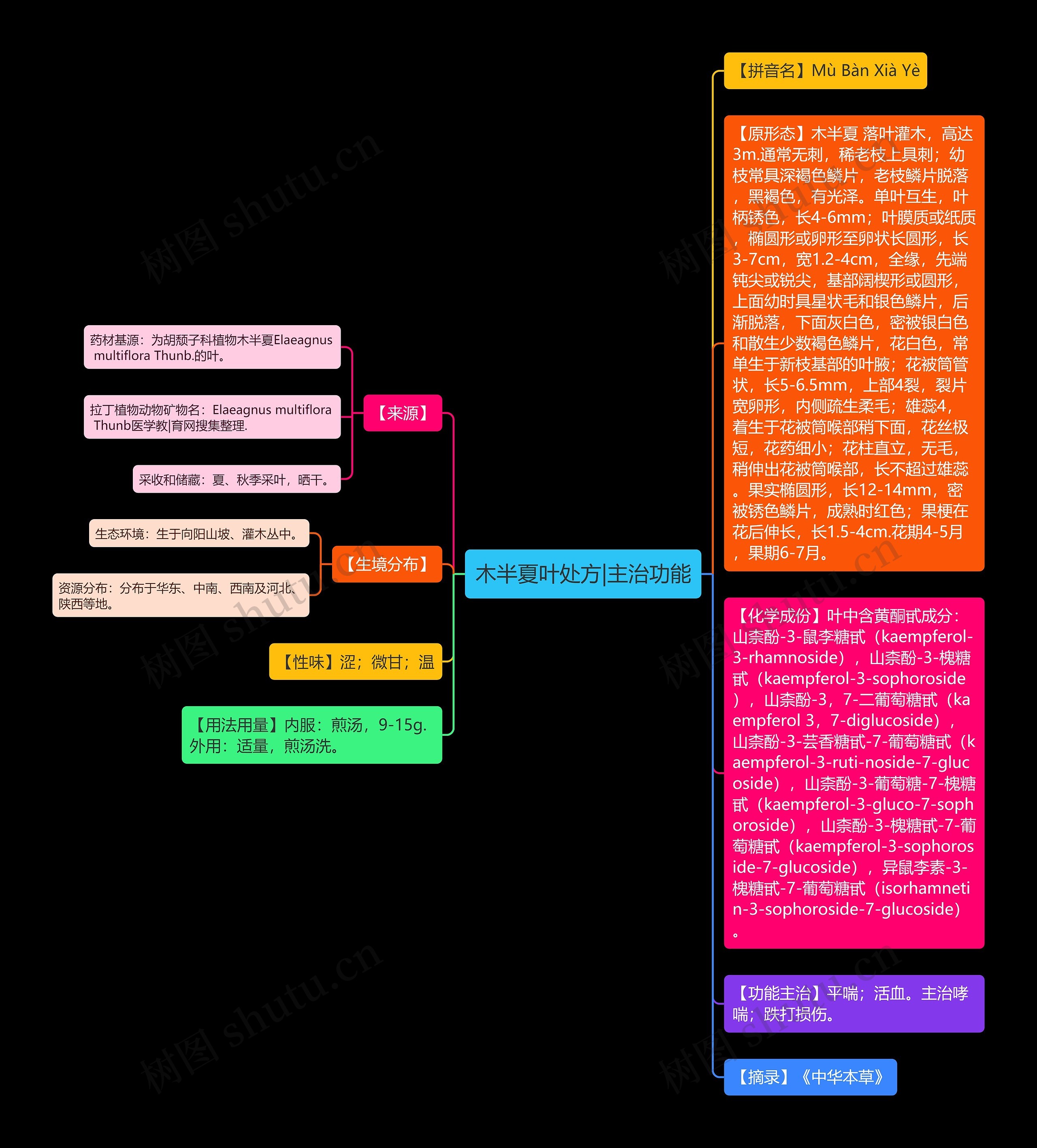 木半夏叶处方|主治功能思维导图