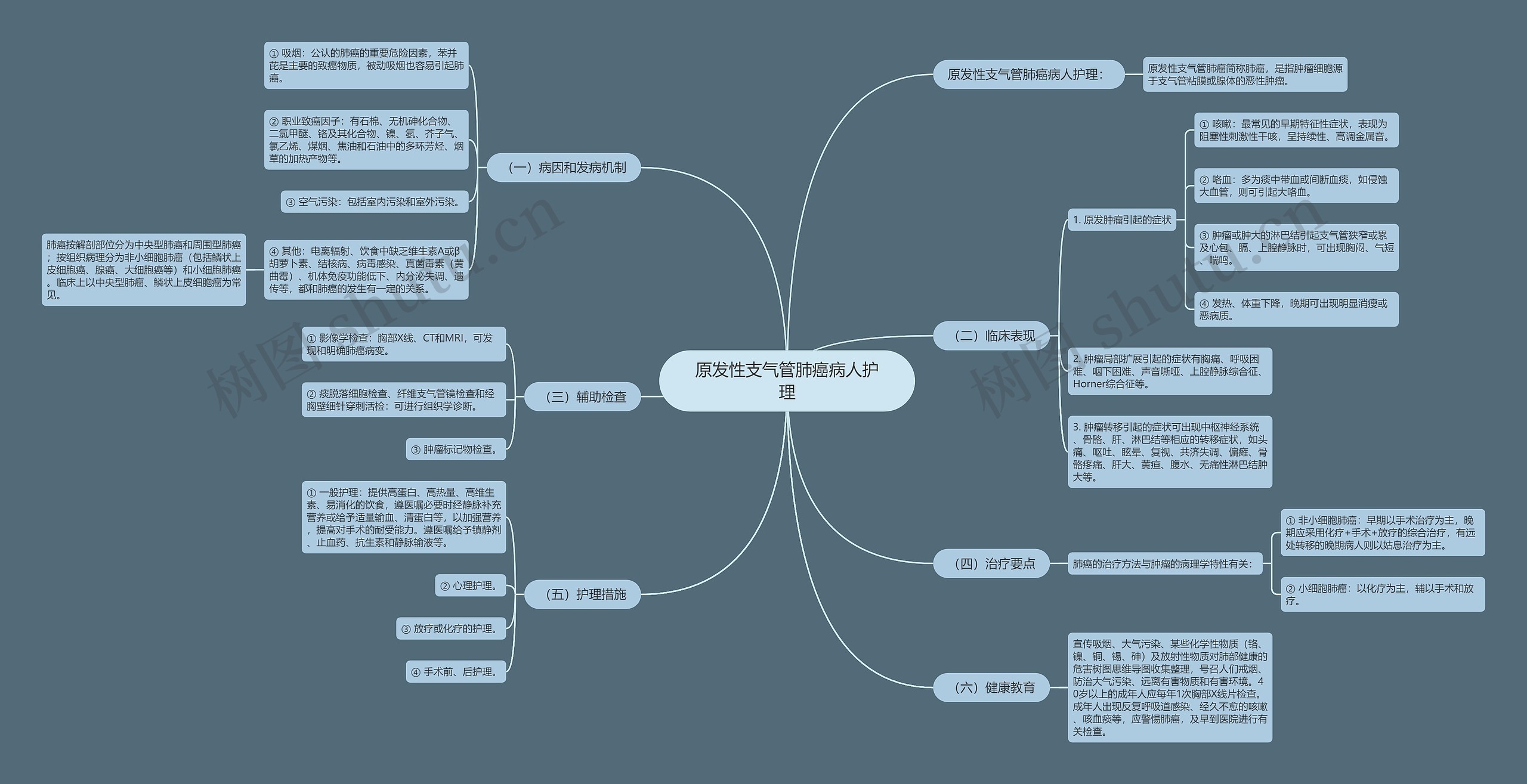 原发性支气管肺癌病人护理思维导图