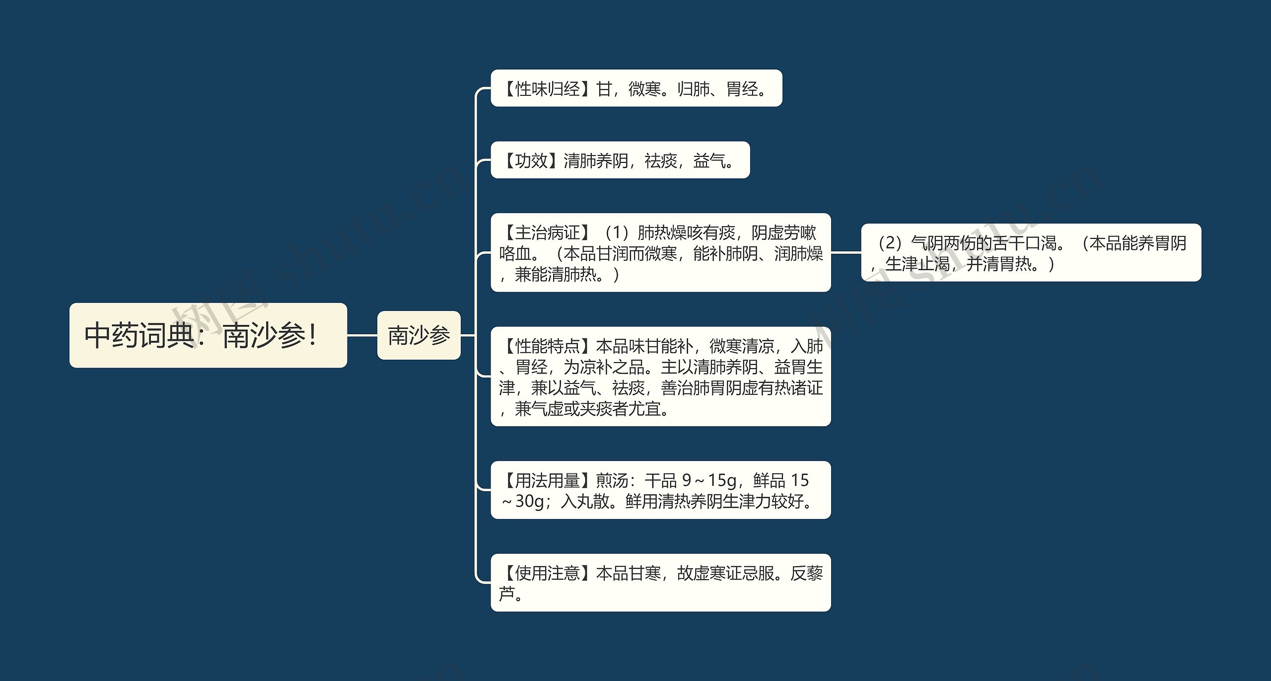 中药词典：南沙参！思维导图