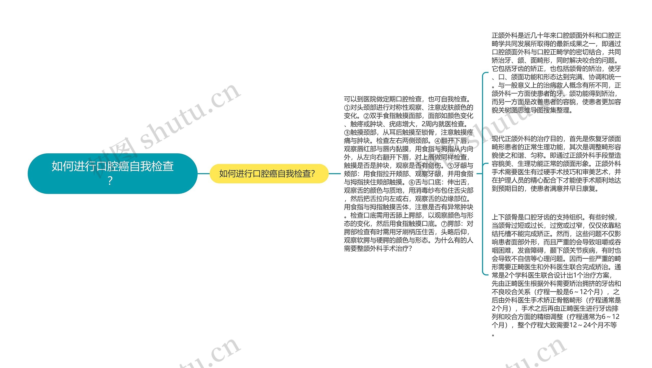 如何进行口腔癌自我检查？思维导图