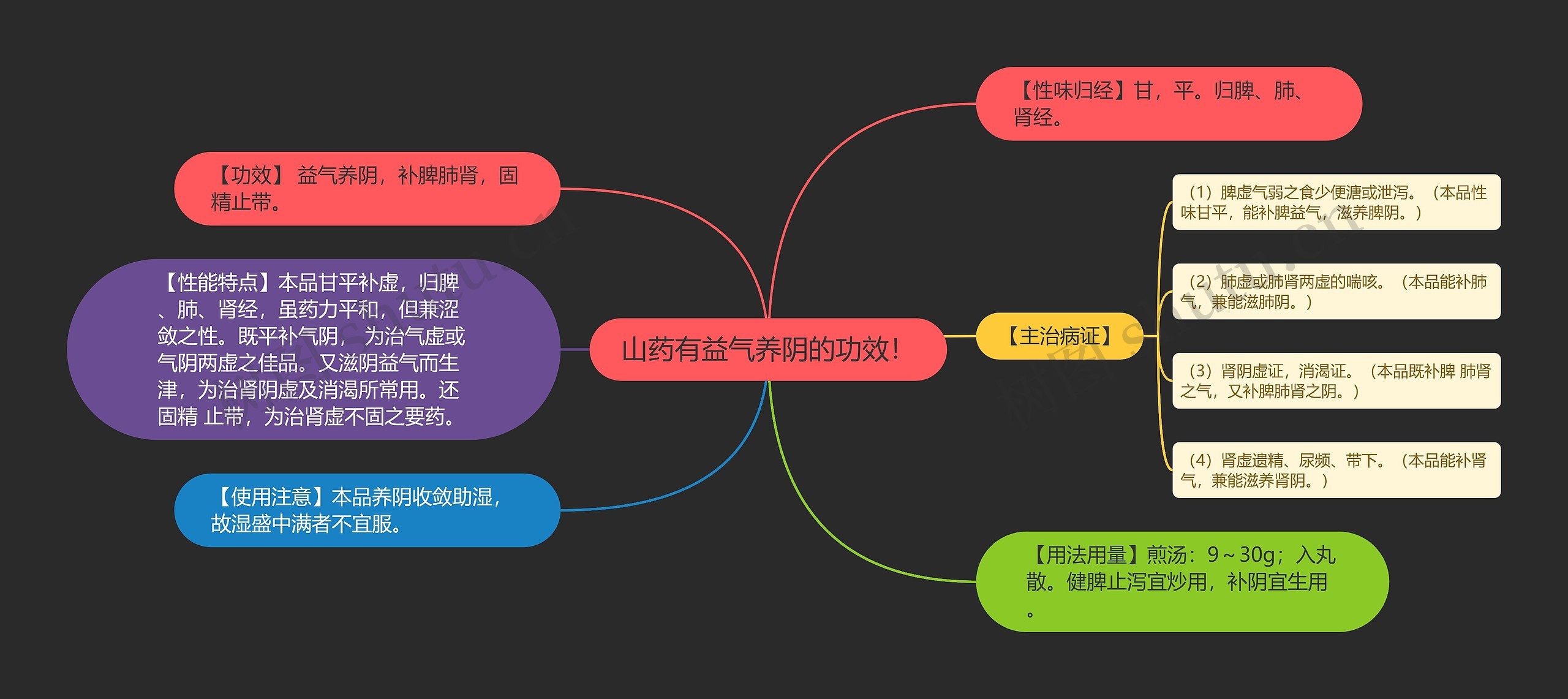 山药有益气养阴的功效！思维导图