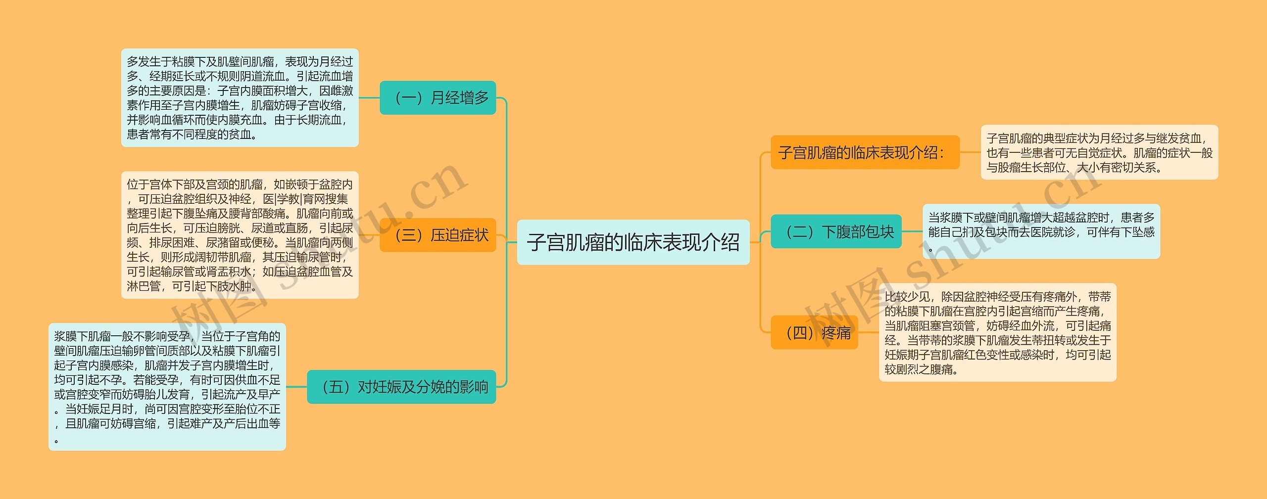 子宫肌瘤的临床表现介绍思维导图