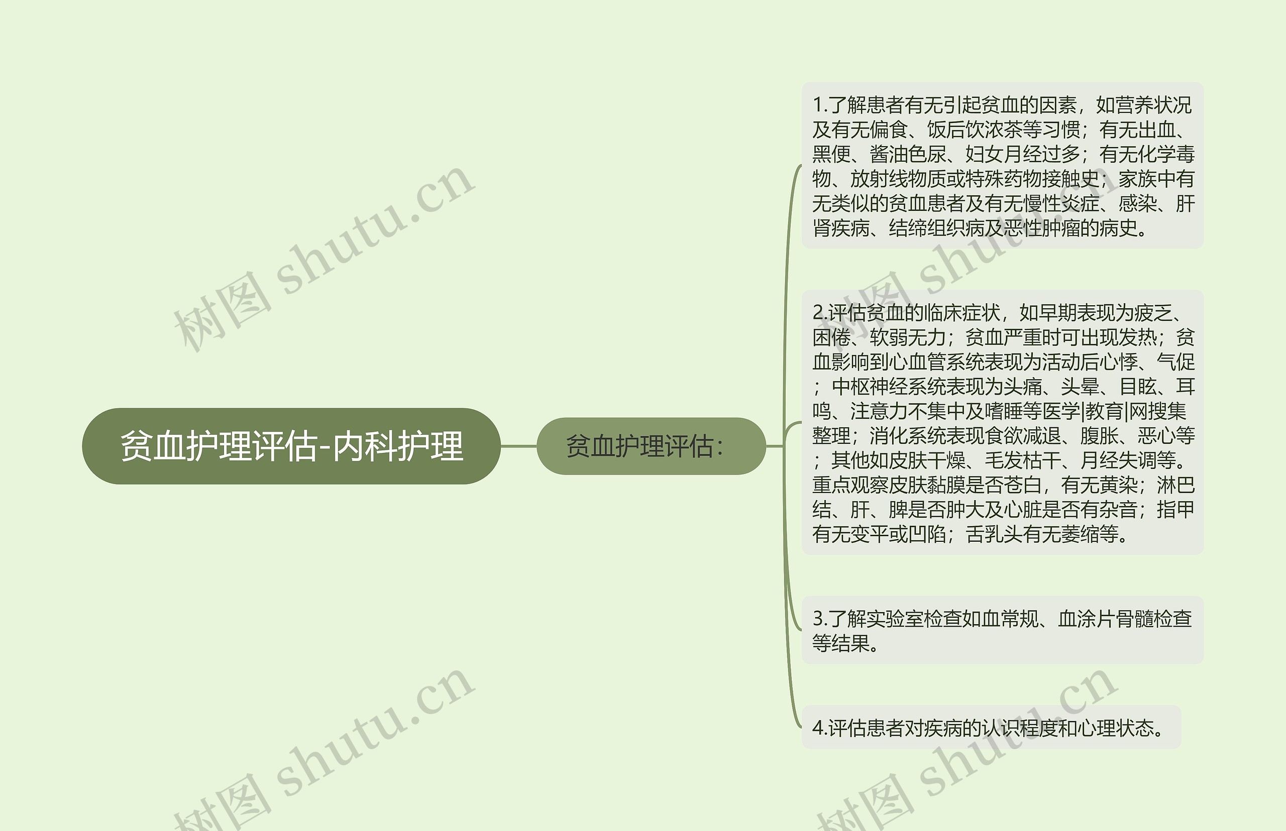 贫血护理评估-内科护理思维导图