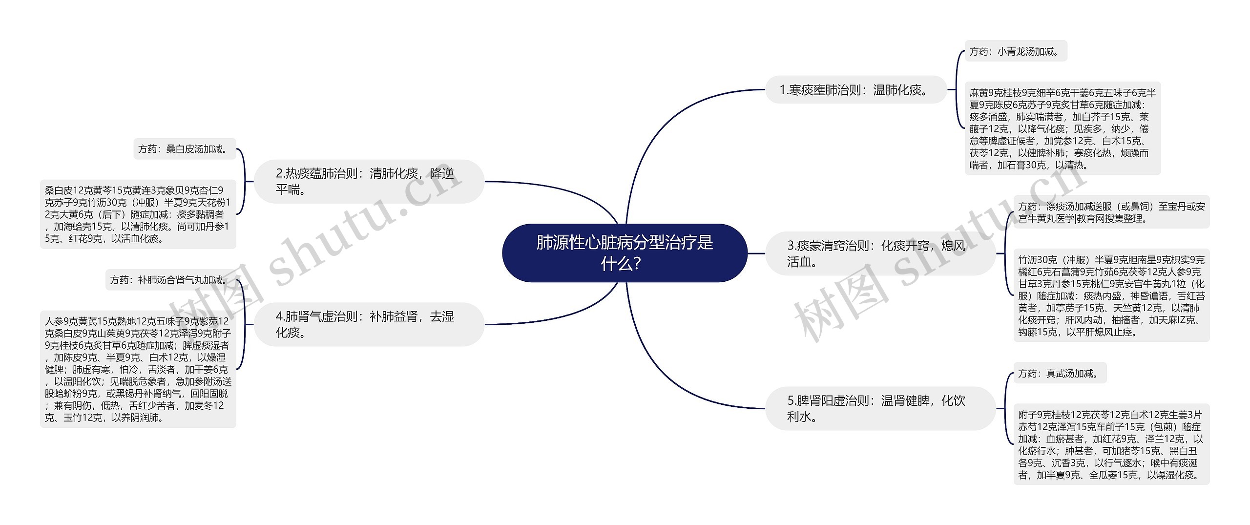 肺源性心脏病分型治疗是什么？思维导图