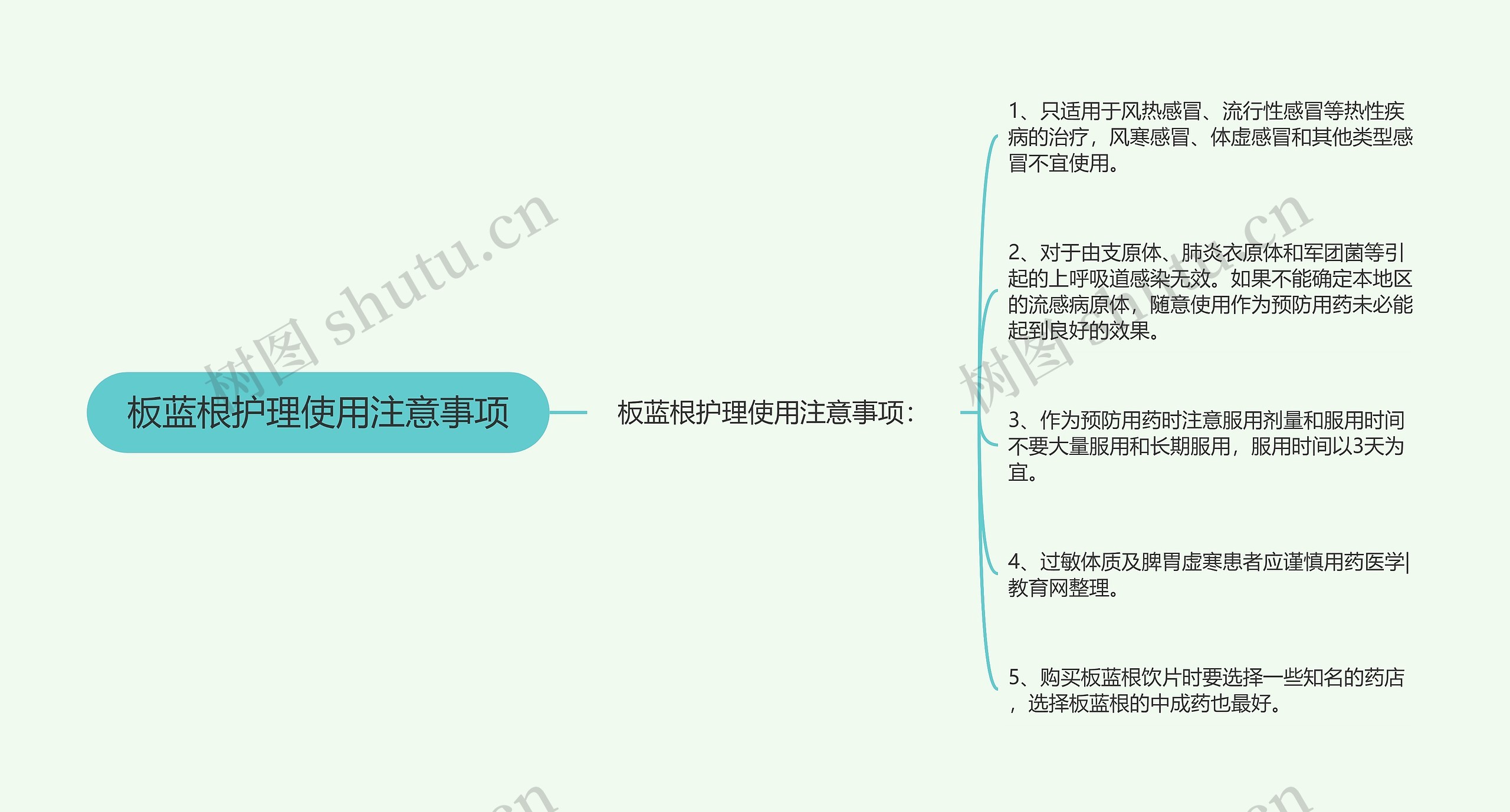 板蓝根护理使用注意事项思维导图