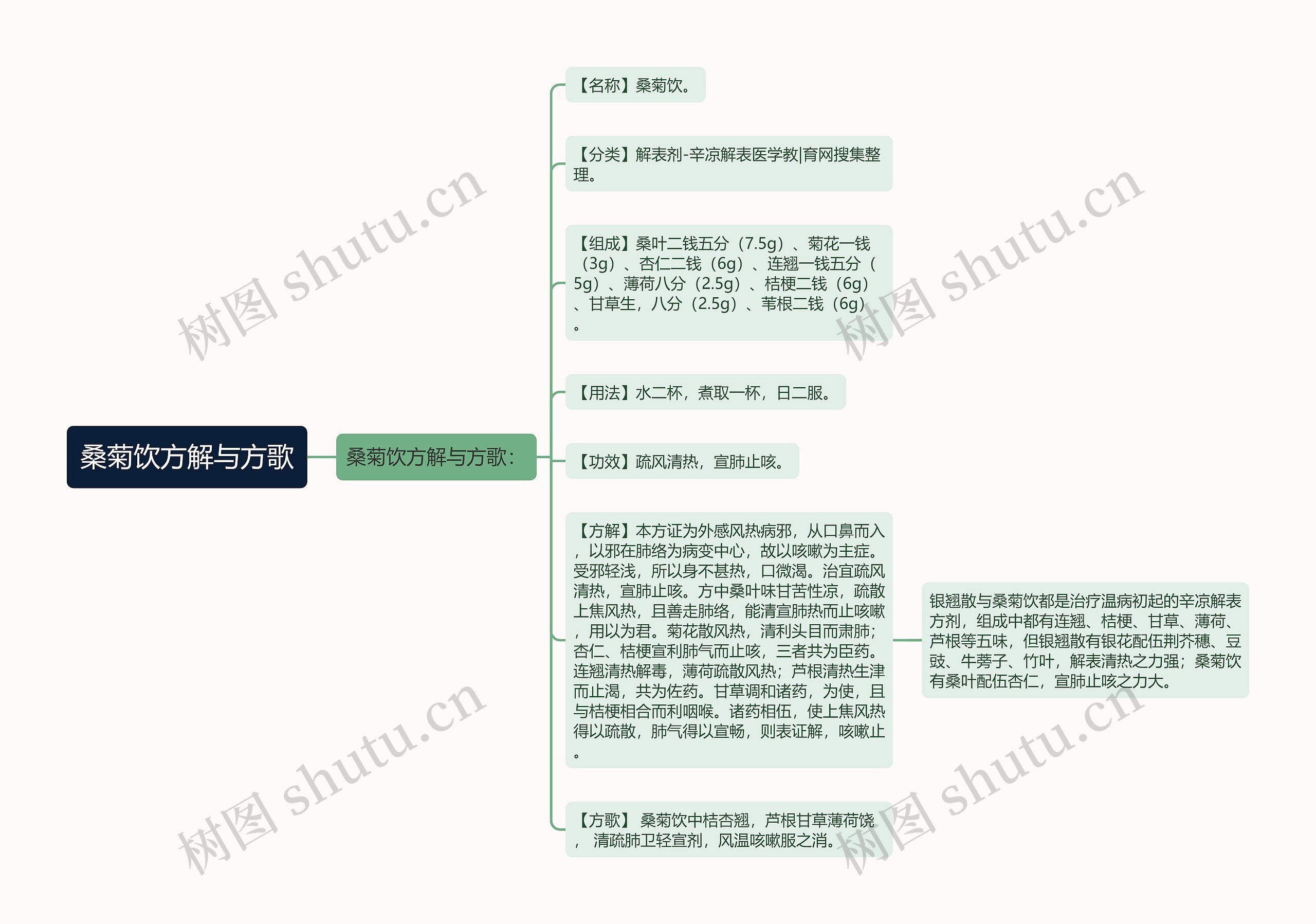 桑菊饮方解与方歌思维导图