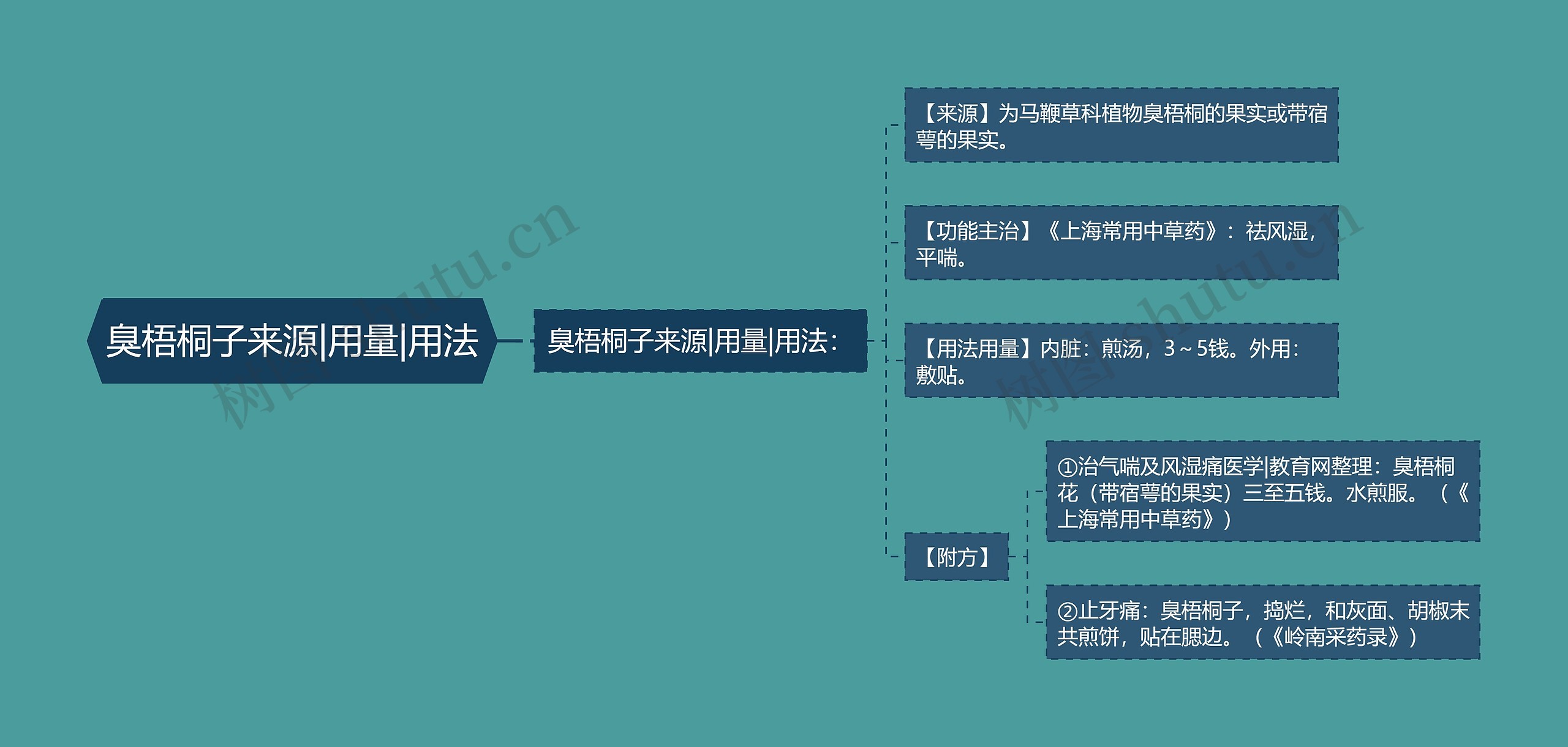 臭梧桐子来源|用量|用法思维导图