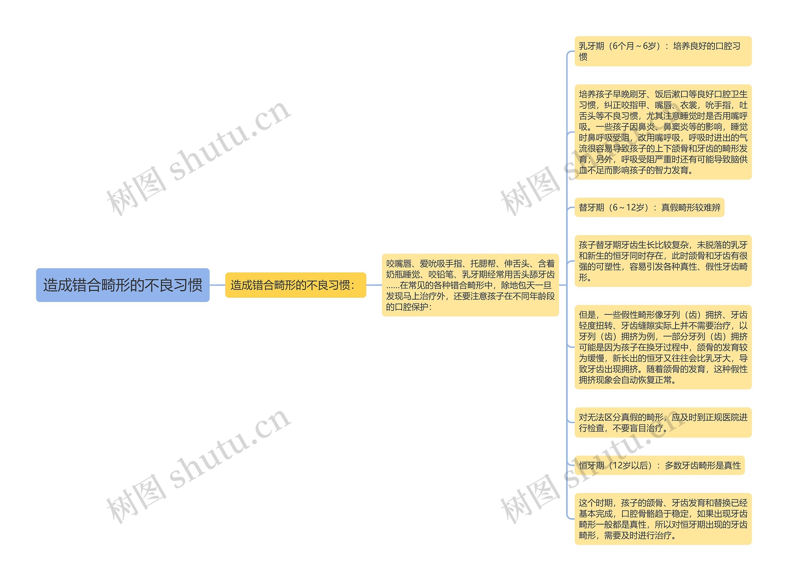 造成错合畸形的不良习惯思维导图