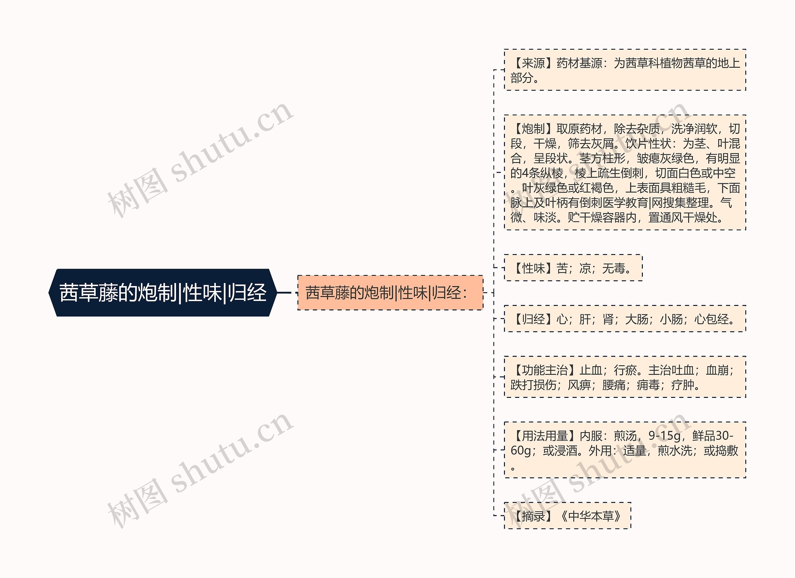 茜草藤的炮制|性味|归经思维导图