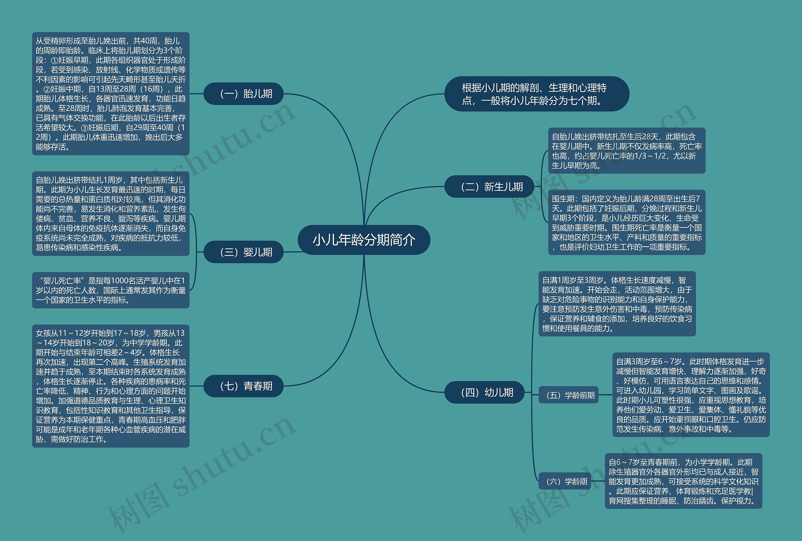 小儿年龄分期简介思维导图