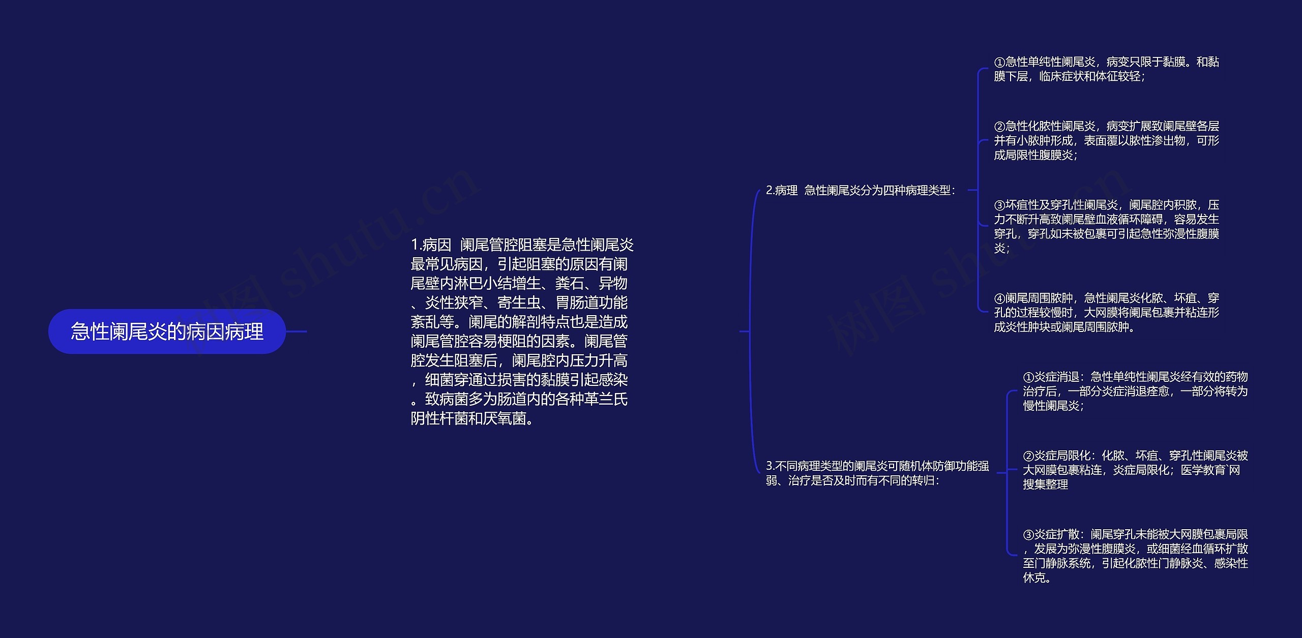 急性阑尾炎的病因病理思维导图