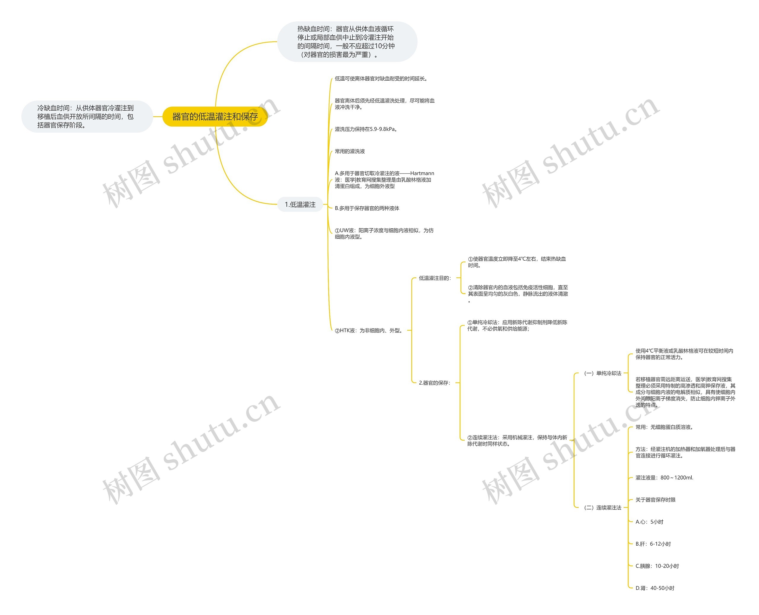 器官的低温灌注和保存思维导图