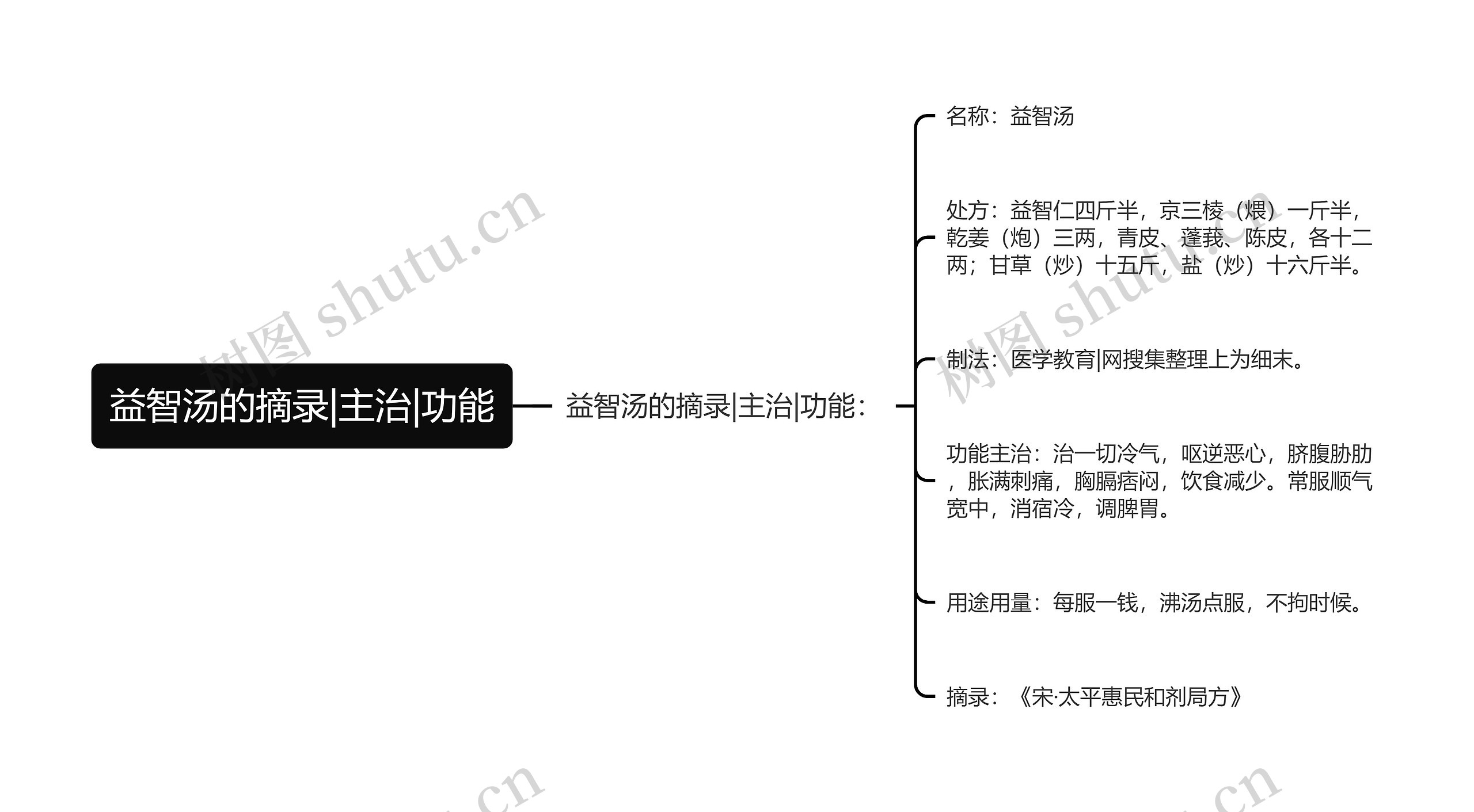 益智汤的摘录|主治|功能思维导图