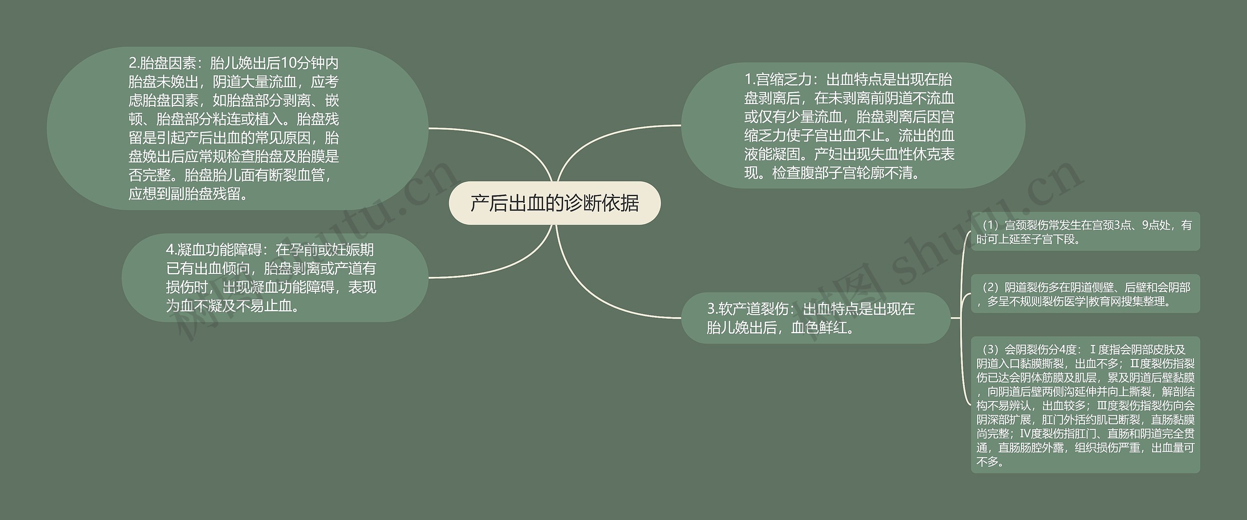 产后出血的诊断依据思维导图