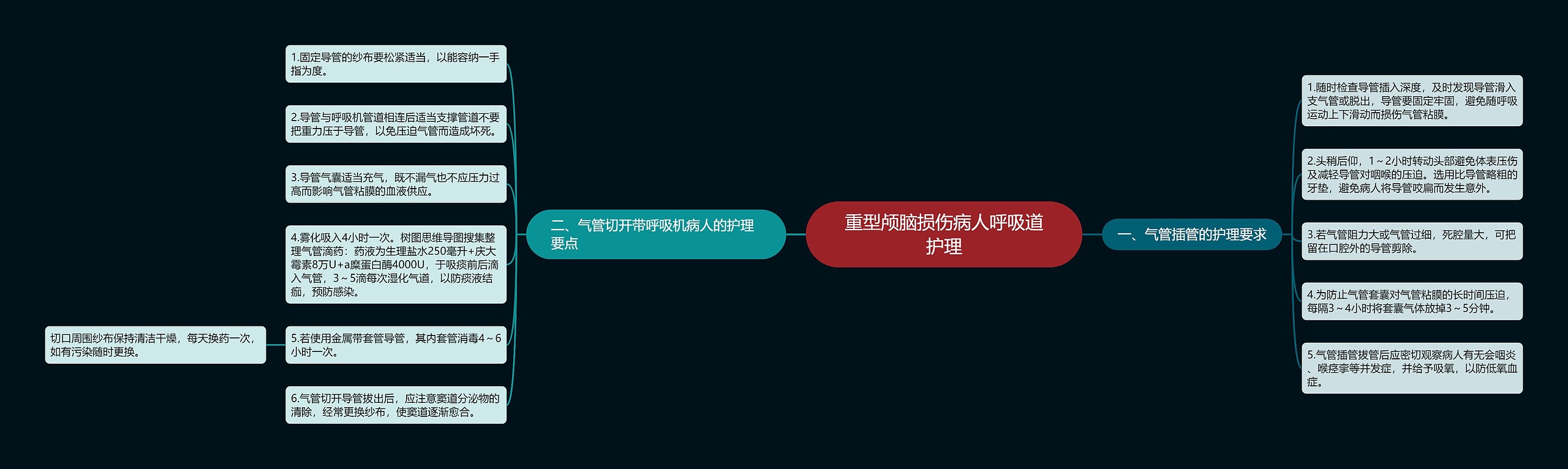 重型颅脑损伤病人呼吸道护理思维导图