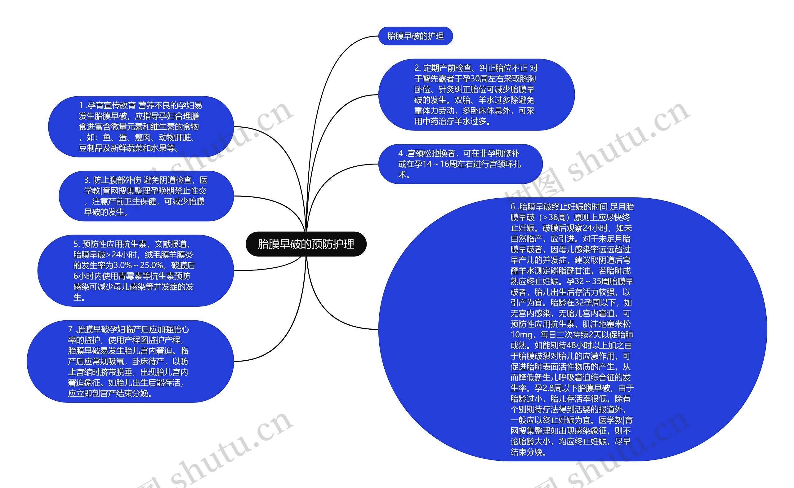 胎膜早破的预防护理思维导图