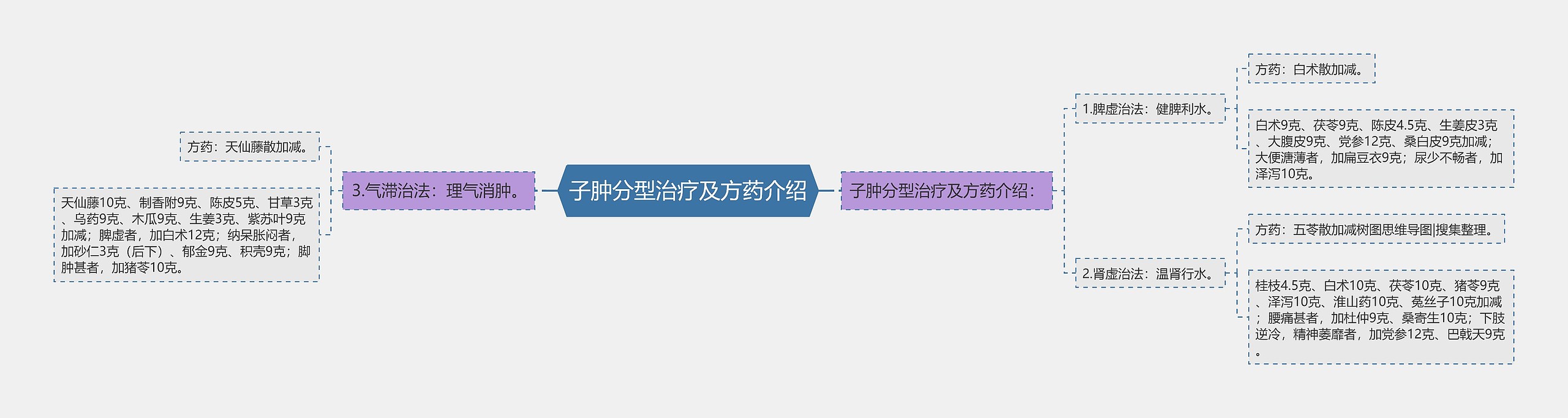 子肿分型治疗及方药介绍思维导图