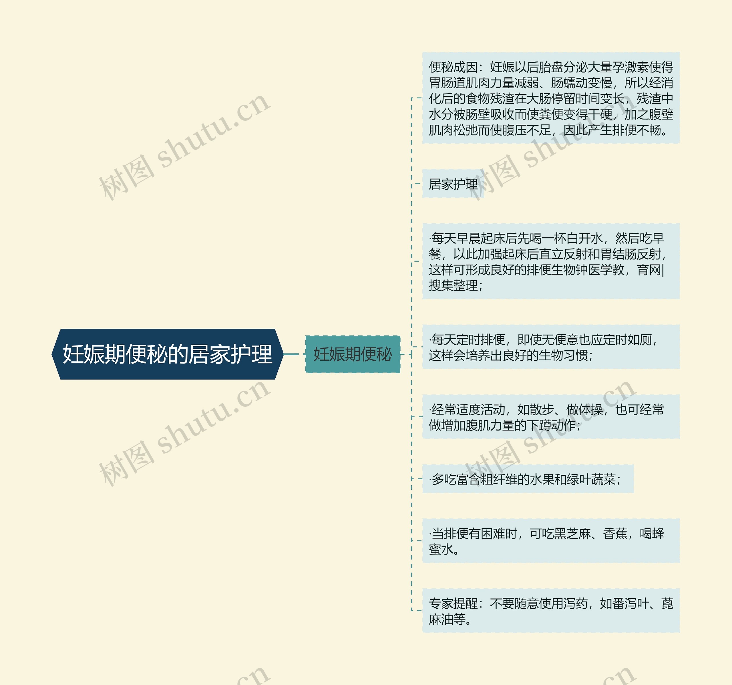 妊娠期便秘的居家护理思维导图