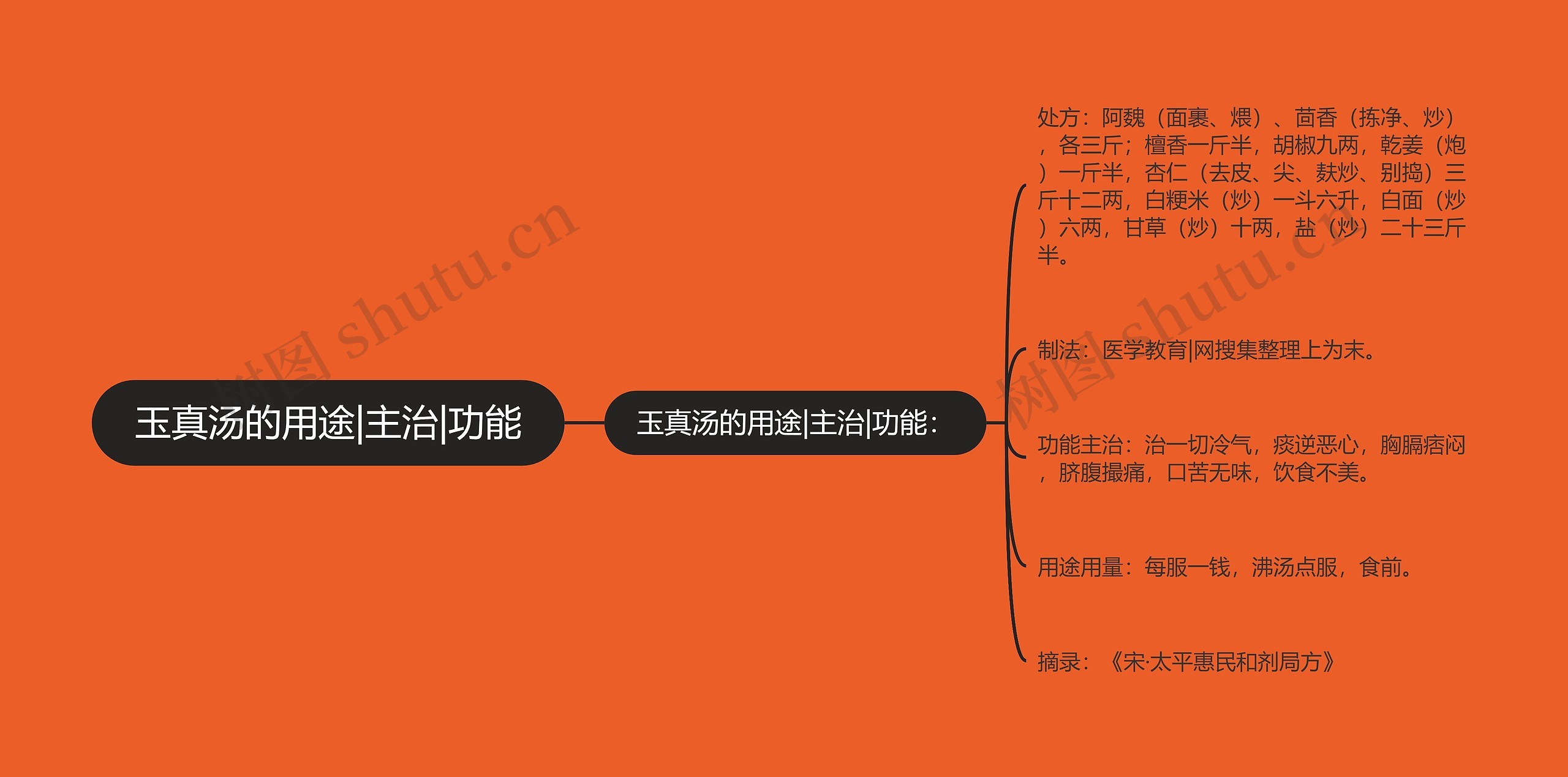 玉真汤的用途|主治|功能思维导图