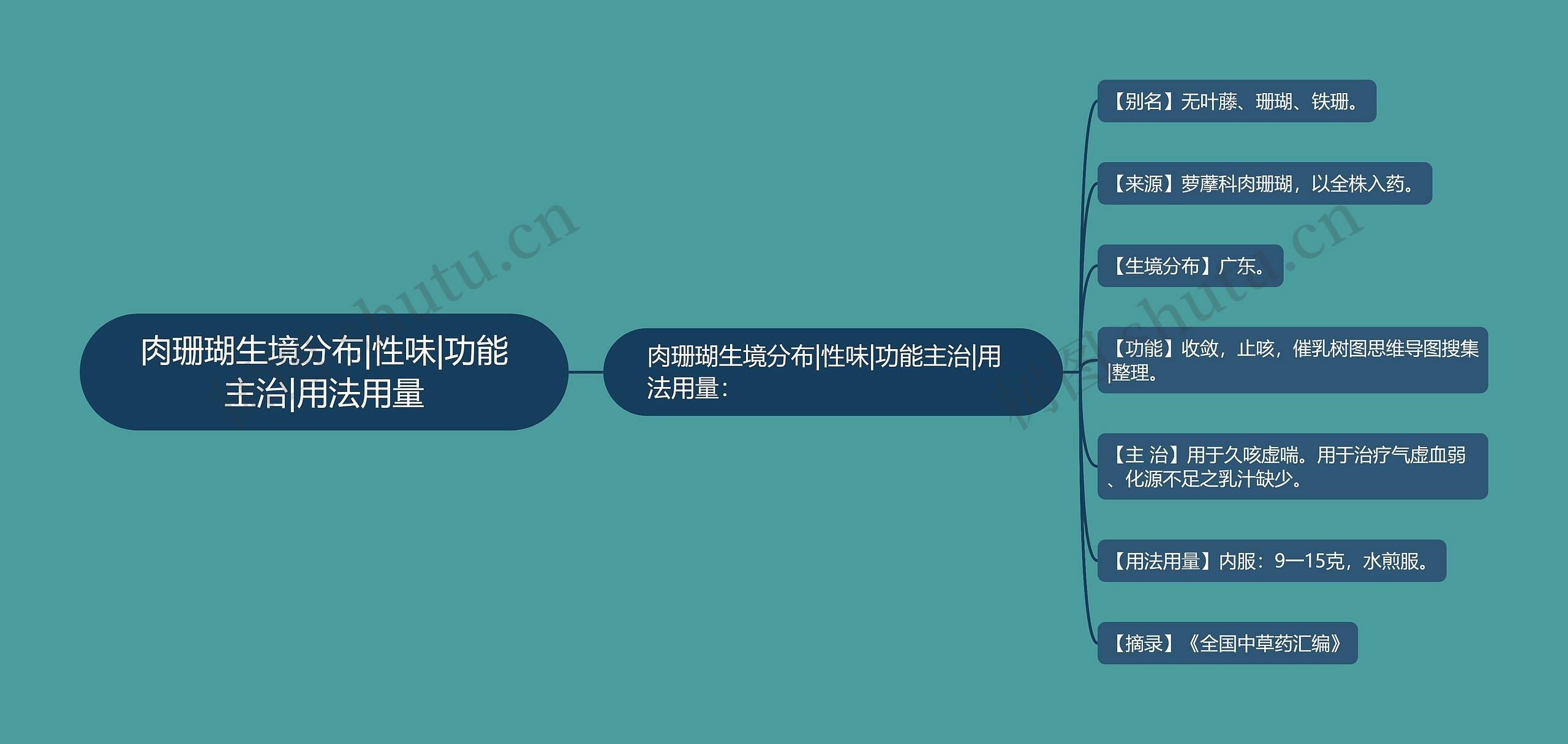 肉珊瑚生境分布|性味|功能主治|用法用量思维导图