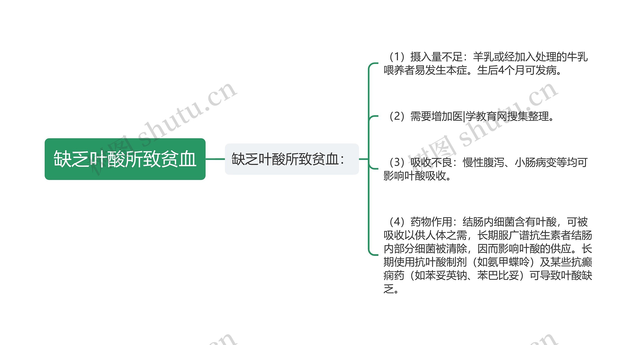 缺乏叶酸所致贫血思维导图