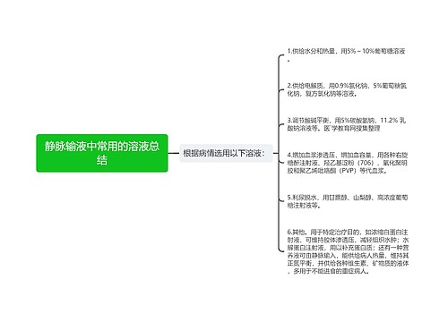 静脉输液中常用的溶液总结