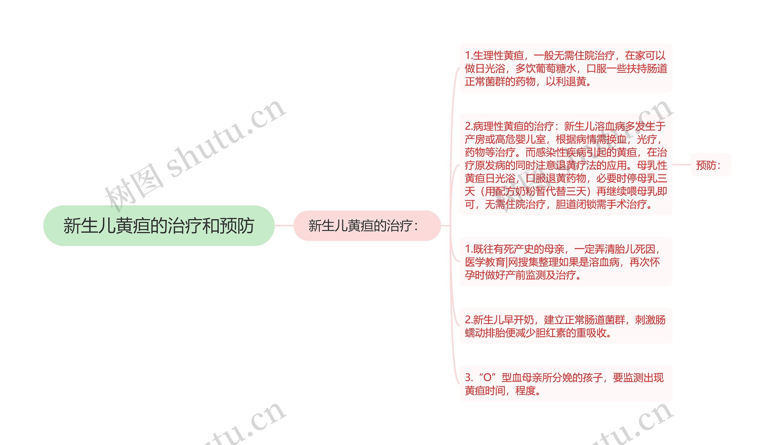 新生儿黄疸的治疗和预防思维导图