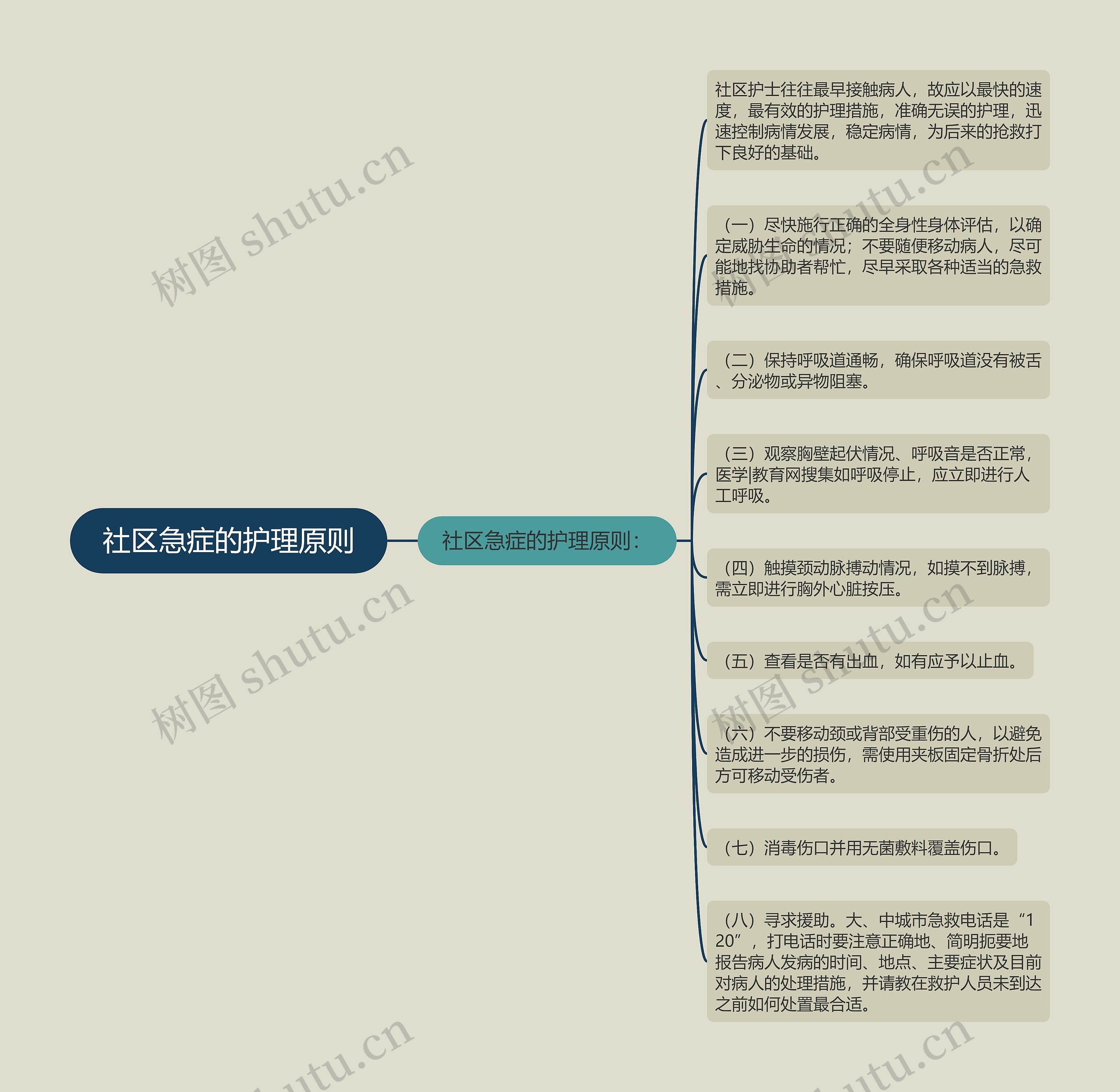 社区急症的护理原则思维导图