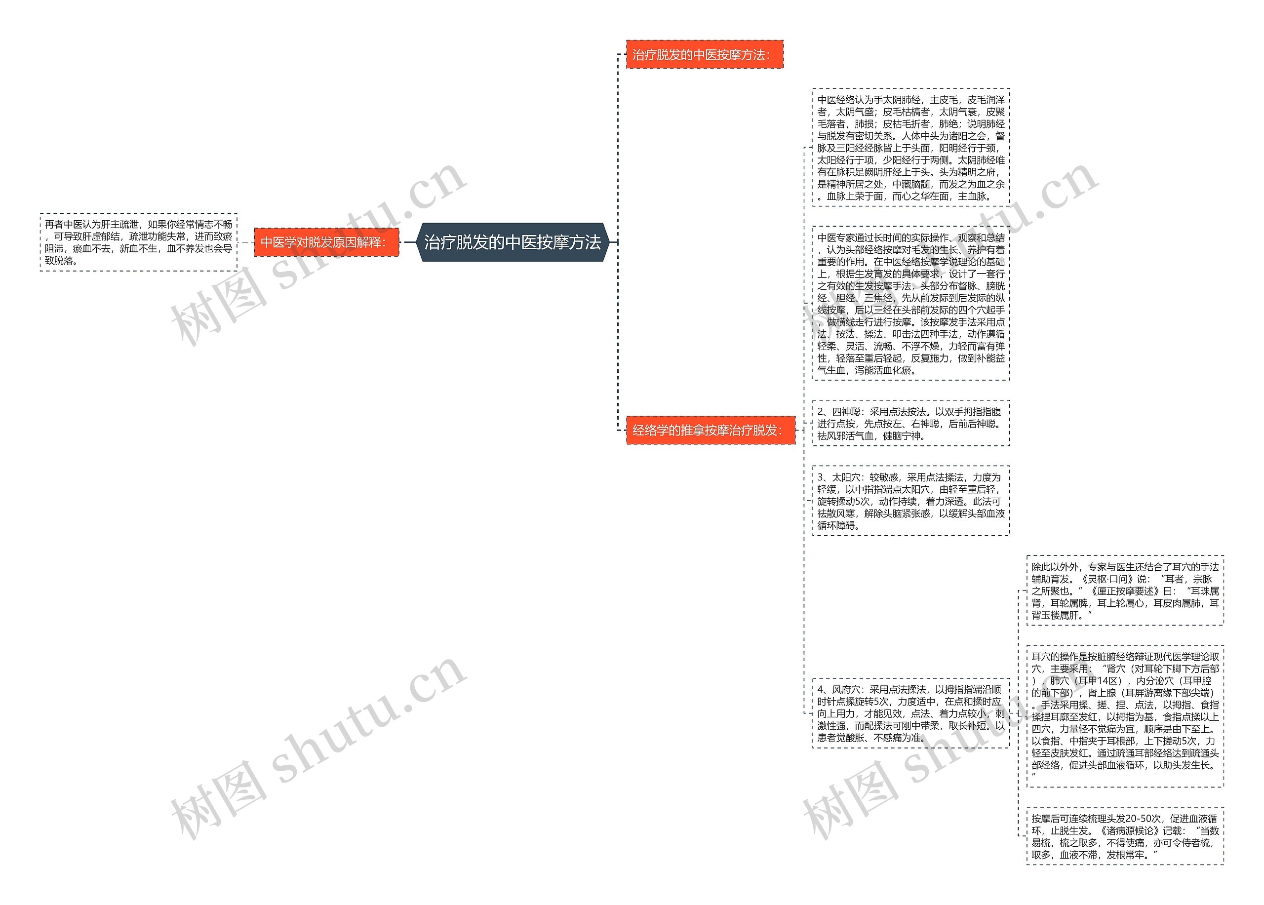 治疗脱发的中医按摩方法思维导图