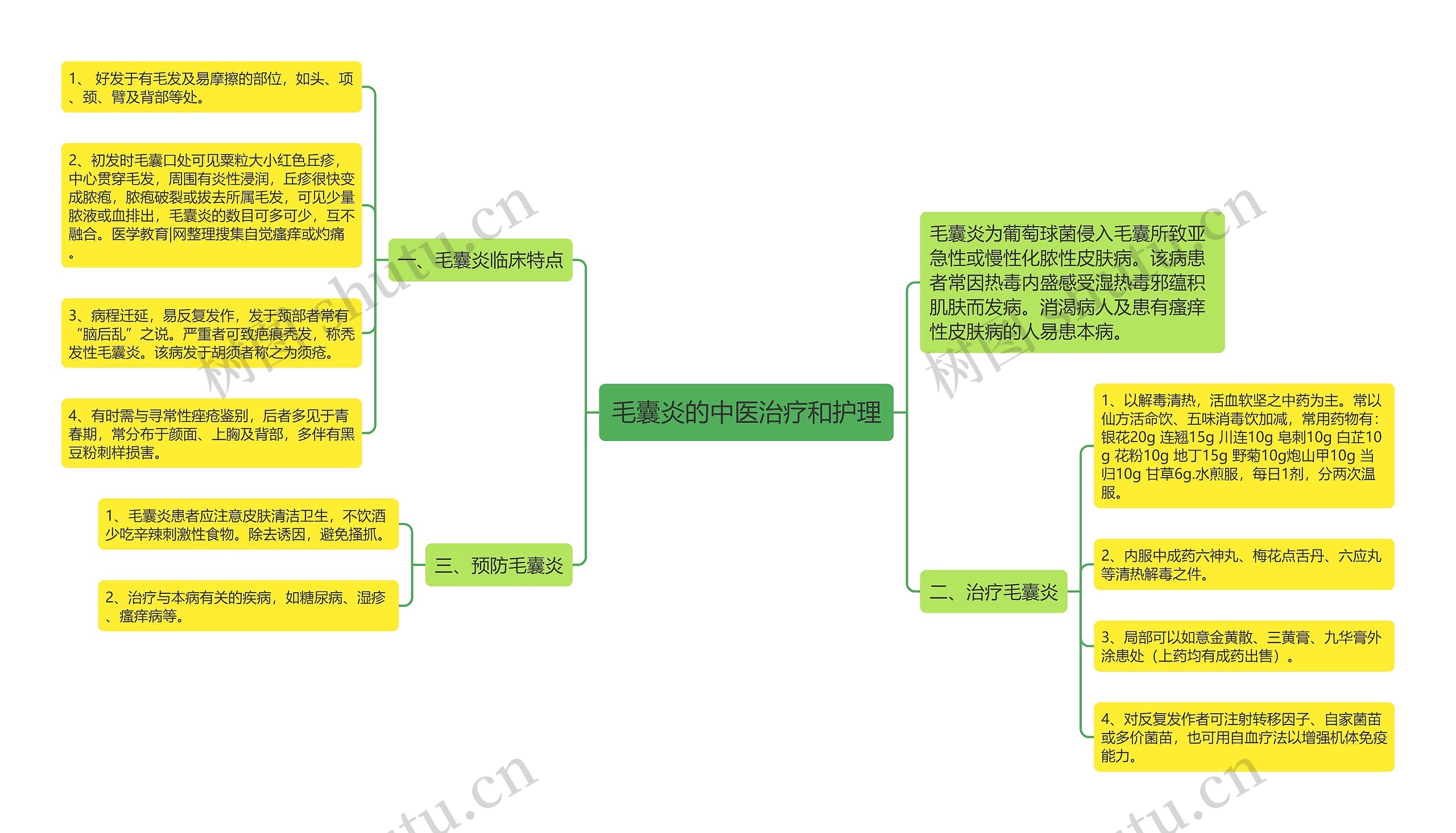 毛囊炎的中医治疗和护理思维导图