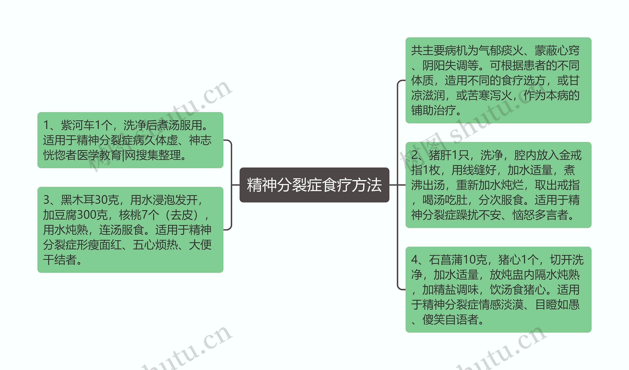 精神分裂症食疗方法思维导图