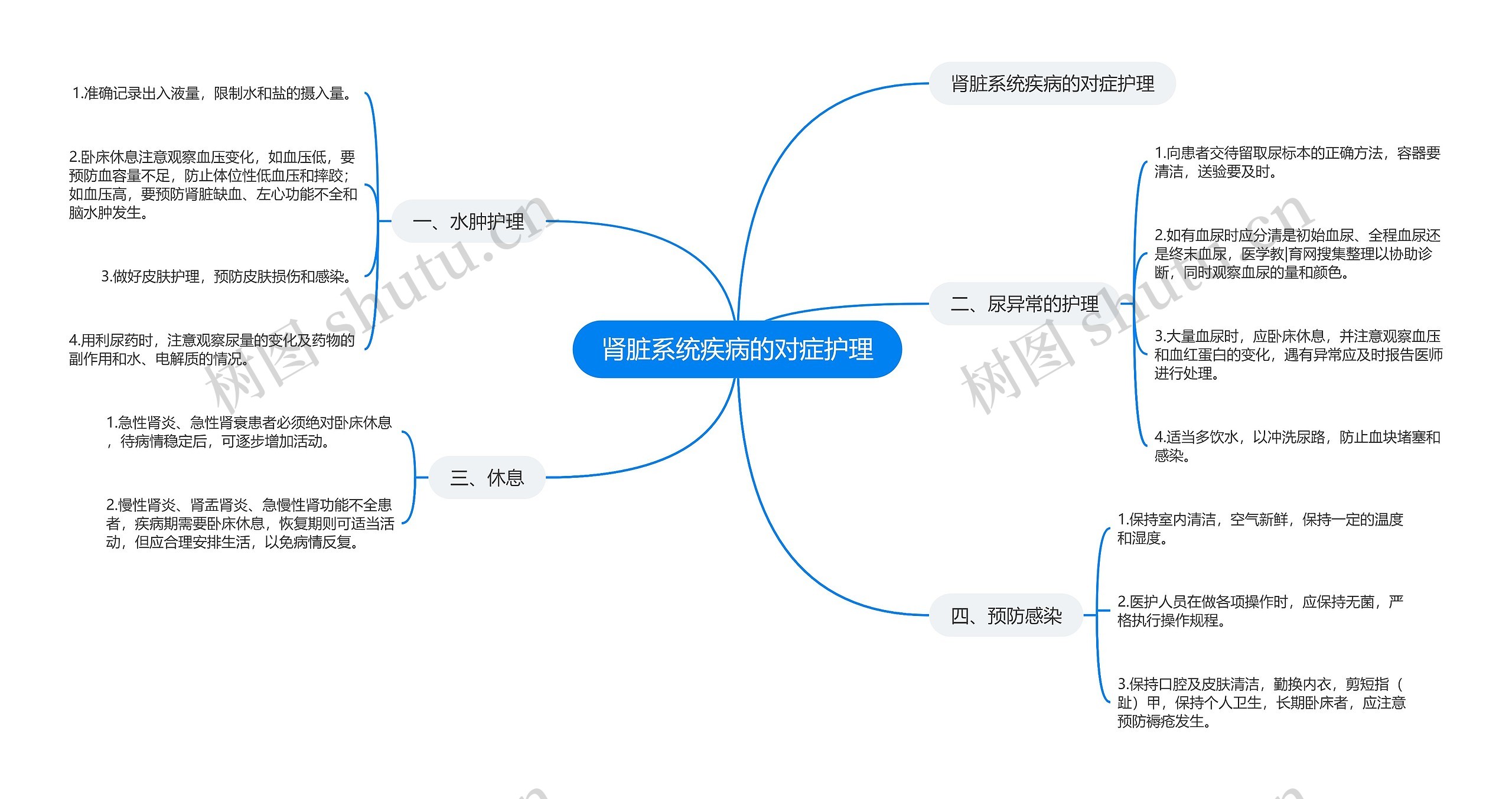 肾脏系统疾病的对症护理思维导图