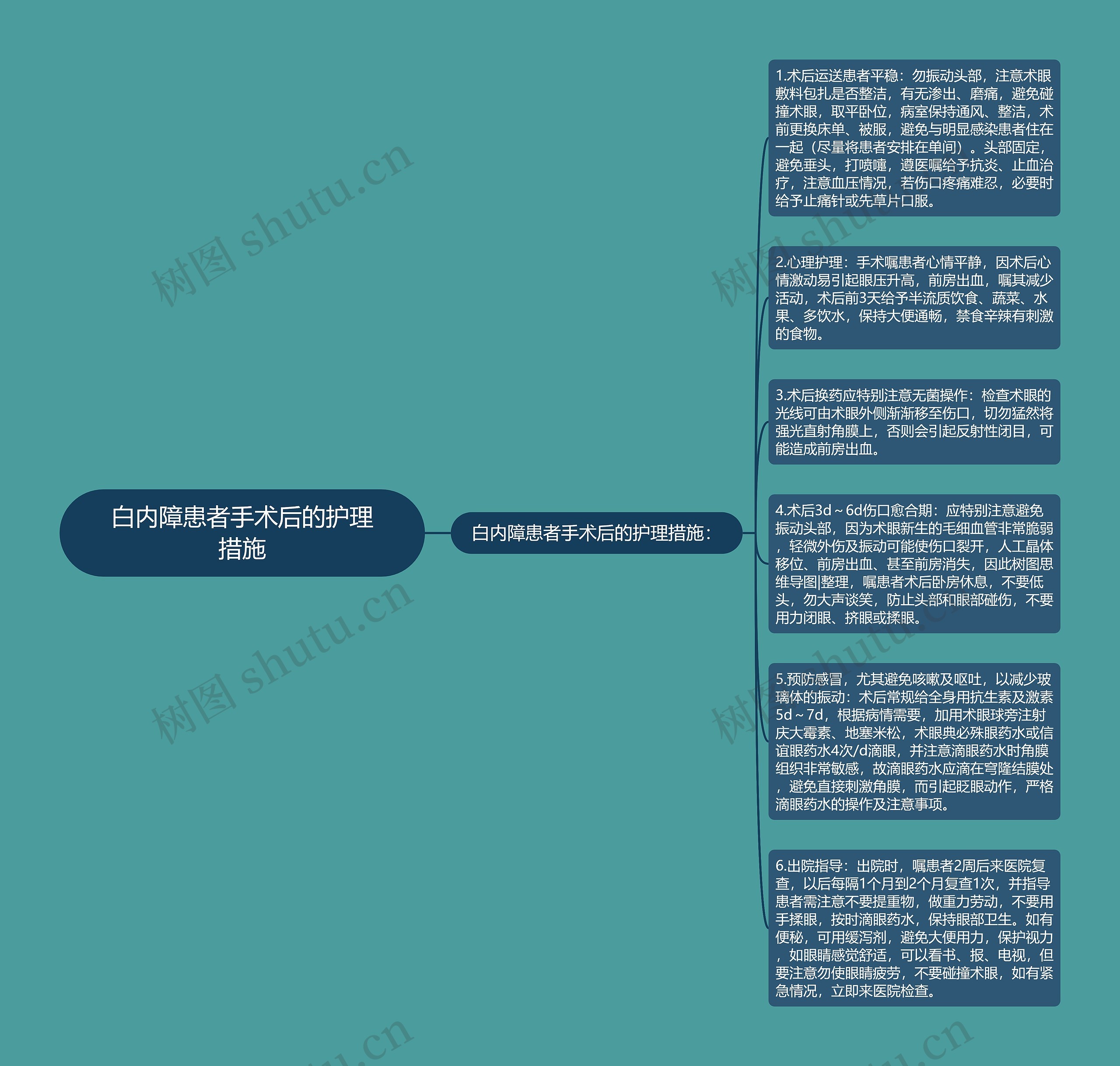 白内障患者手术后的护理措施思维导图