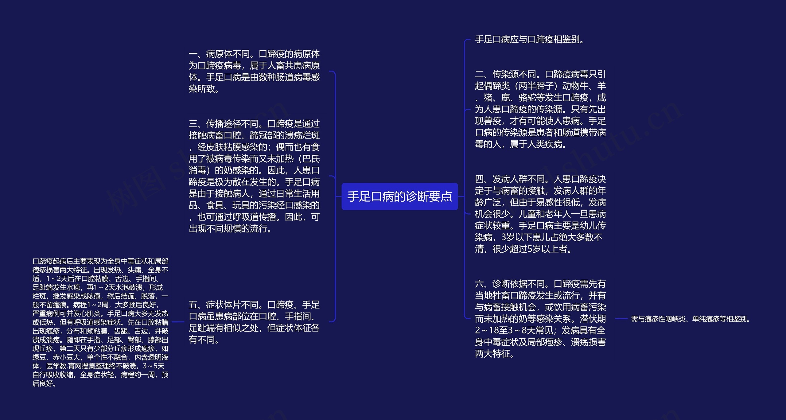 手足口病的诊断要点思维导图