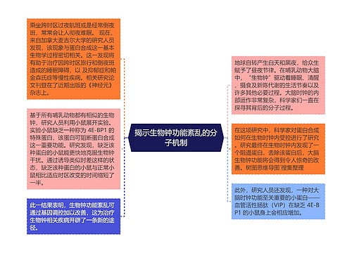 揭示生物钟功能紊乱的分子机制