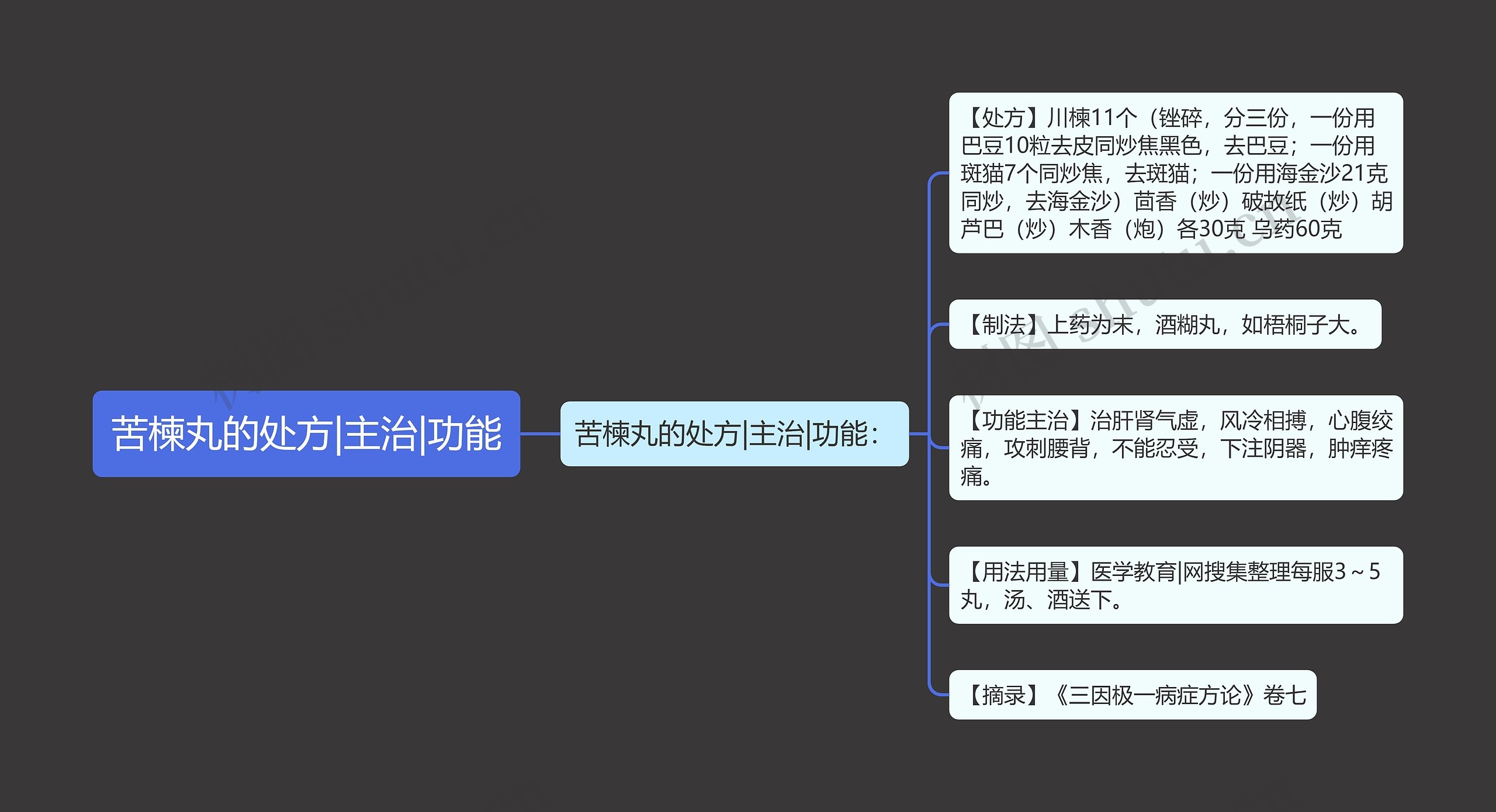 苦楝丸的处方|主治|功能思维导图